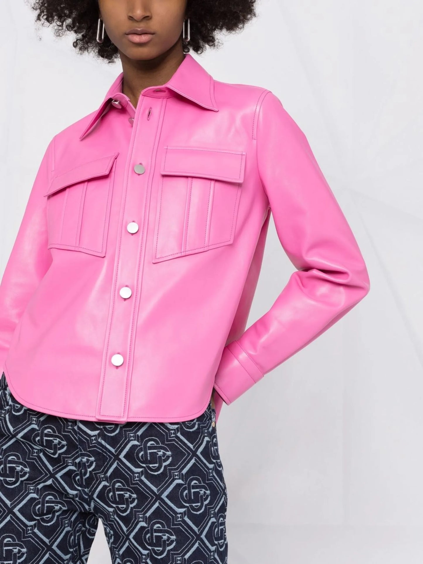 leather button-up shirt