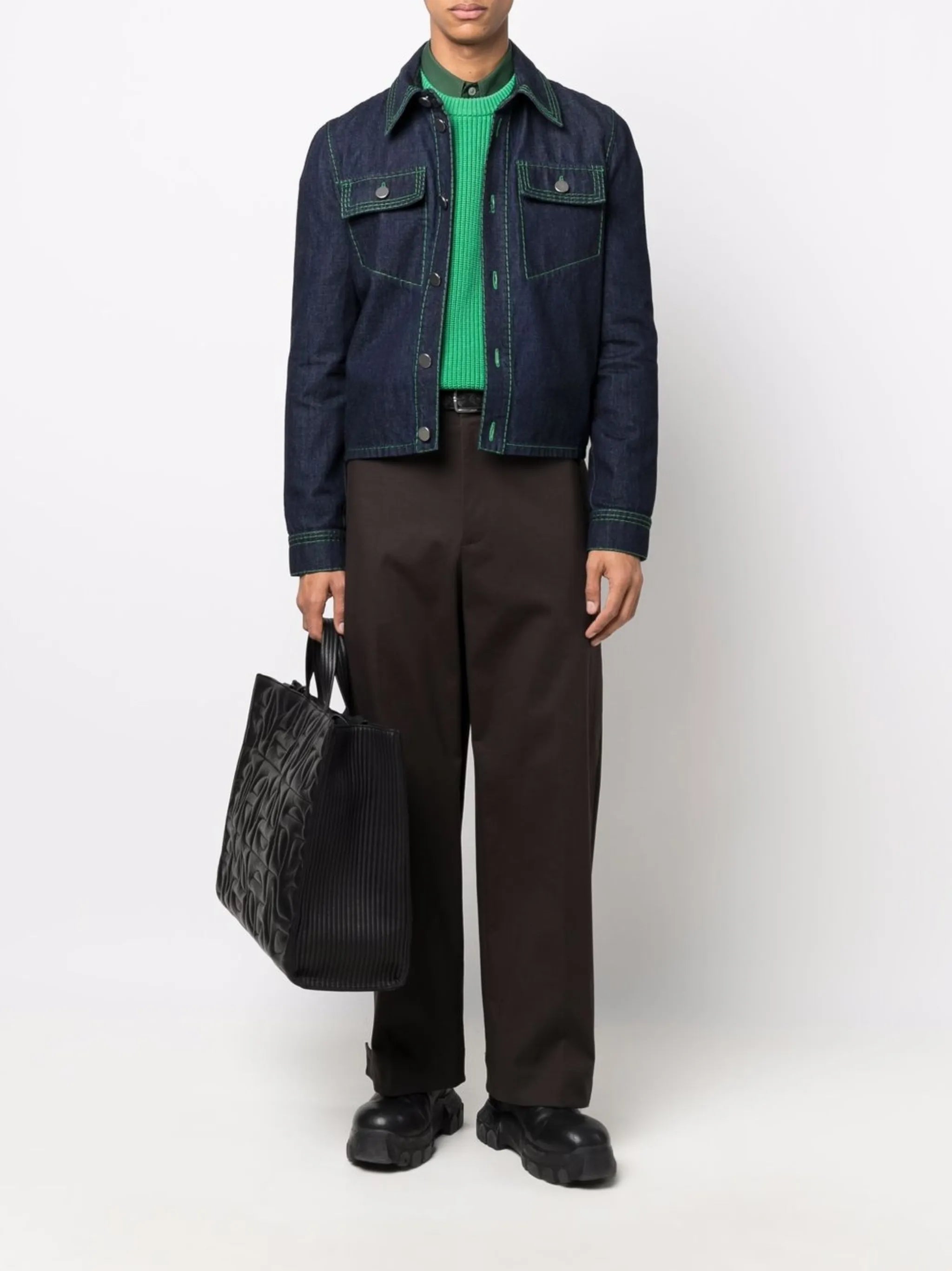 contrast-stitch denim jacket