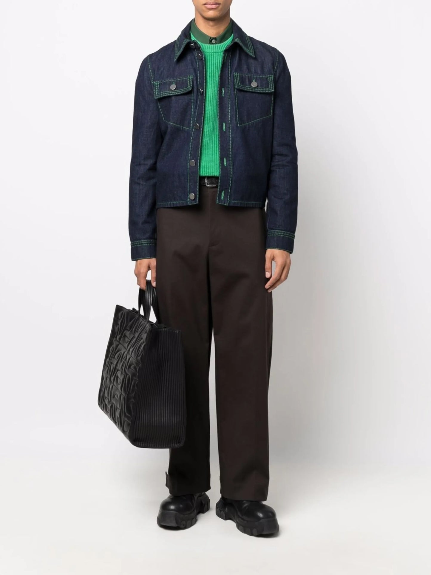 contrast-stitch denim jacket