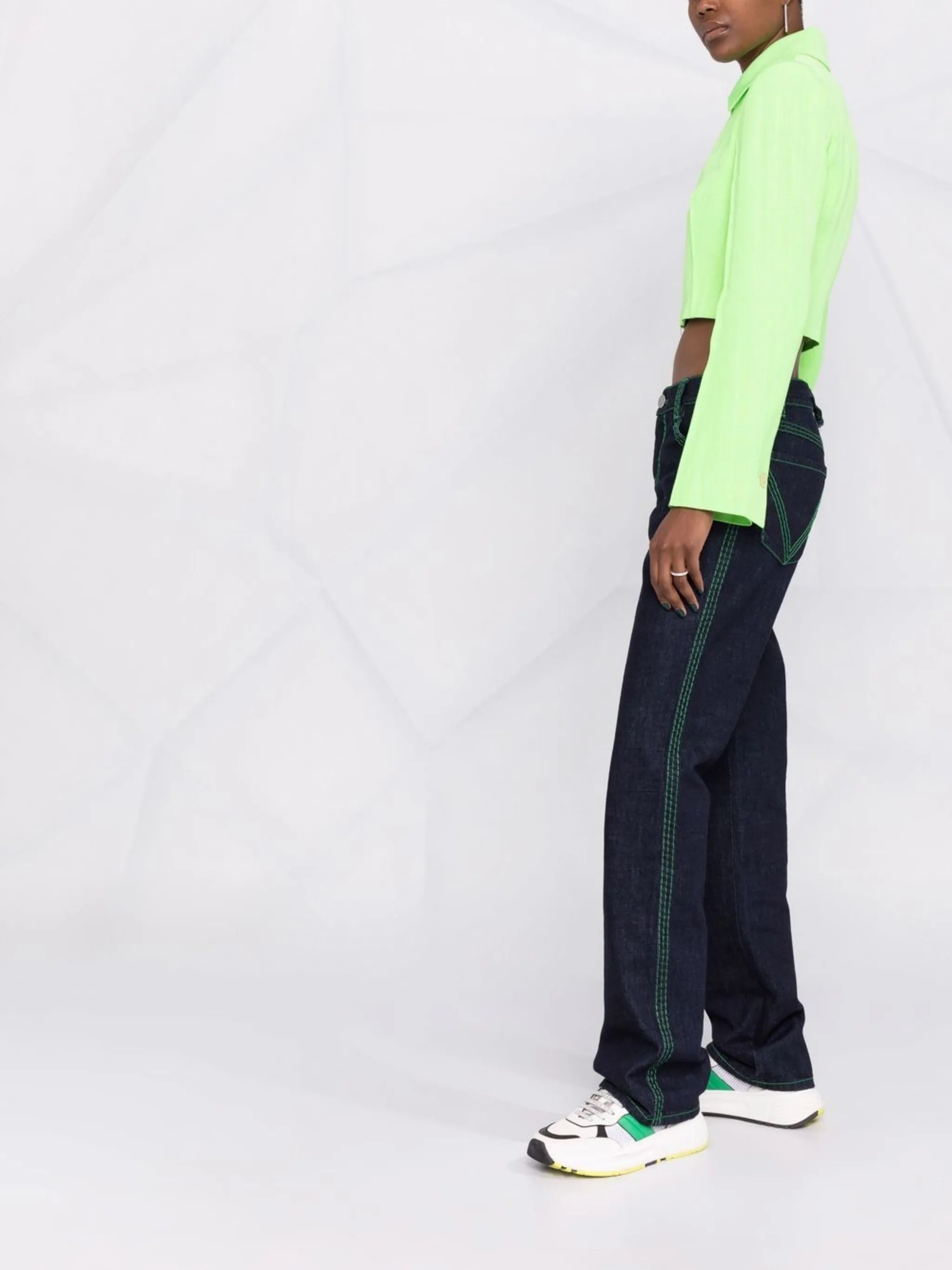 contrast-stitching straight-leg jeans