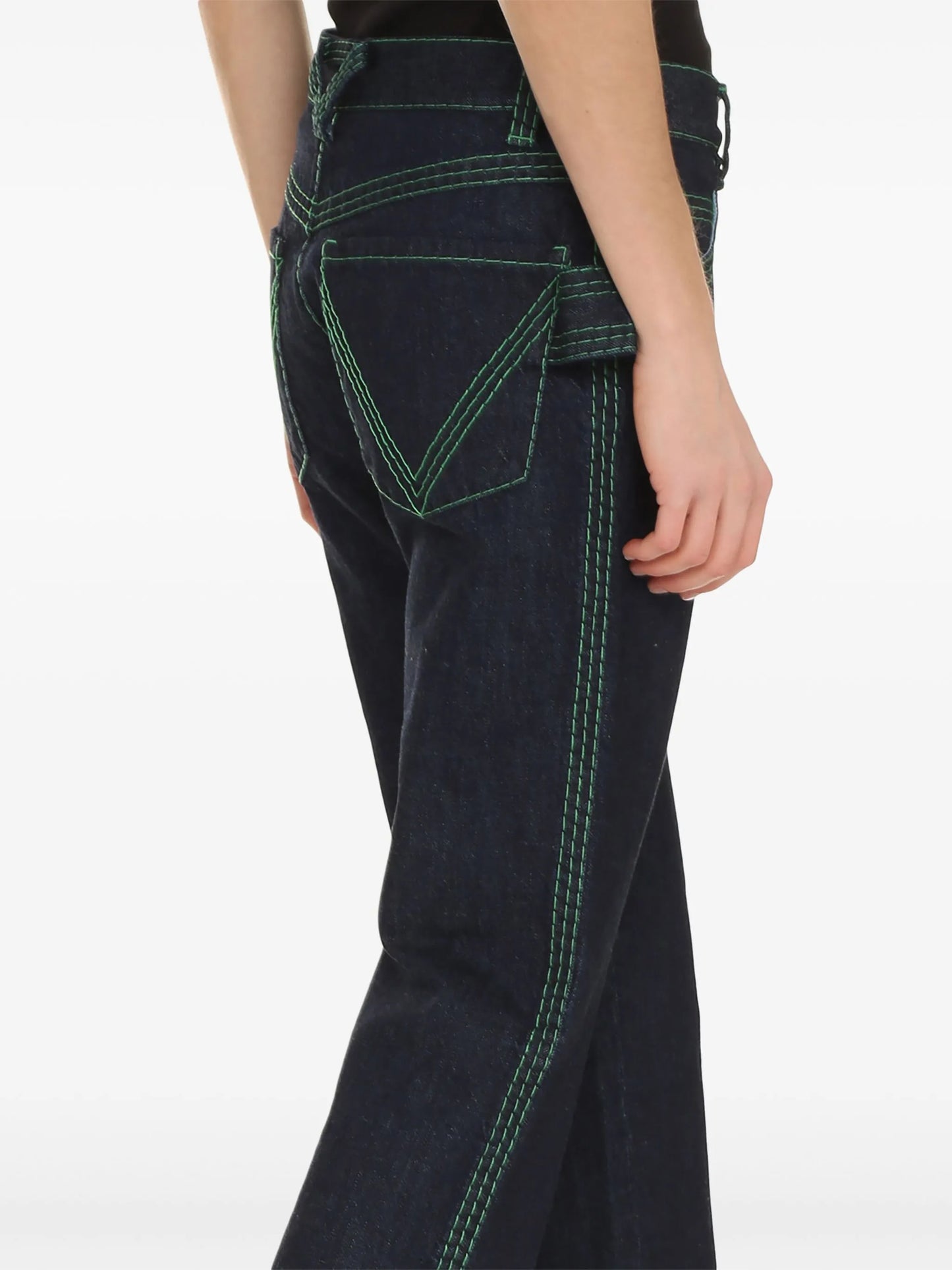 contrast-stitching straight-leg jeans