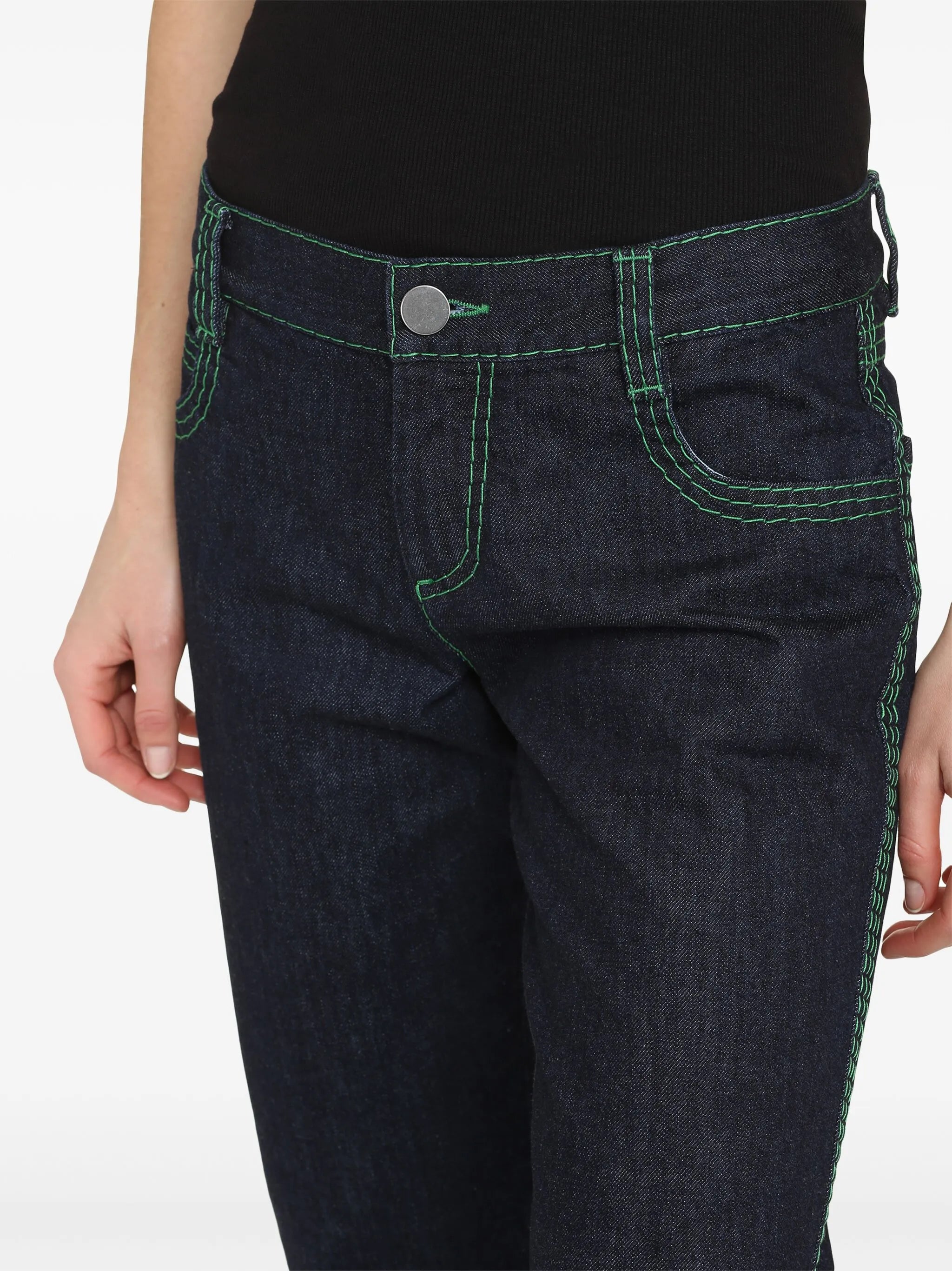 contrast-stitching straight-leg jeans
