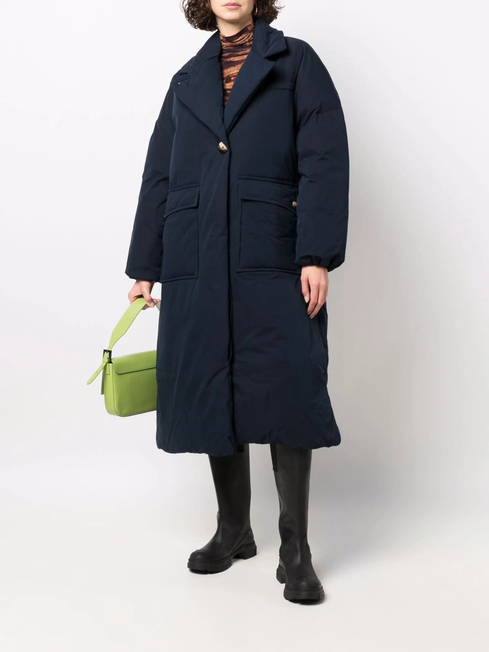 padded scarf-detail coat
