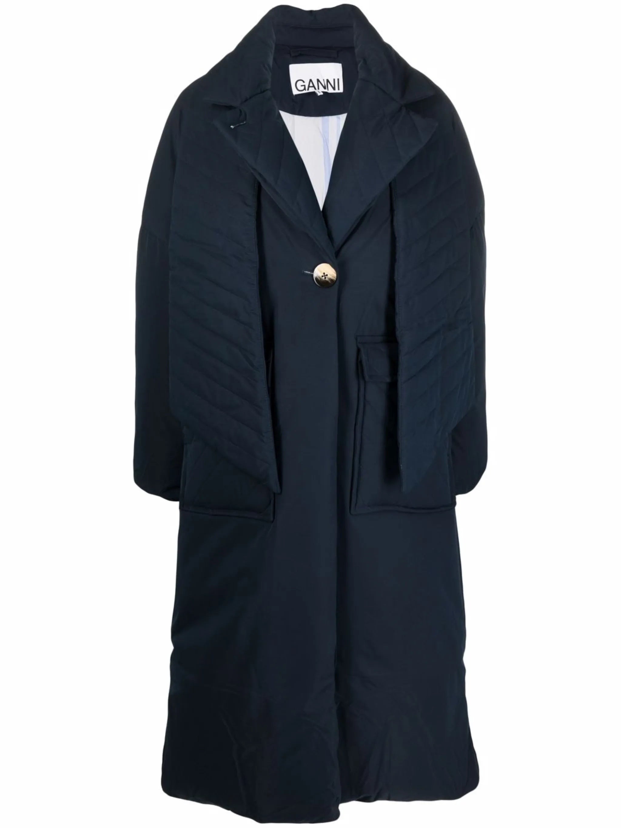 padded scarf-detail coat