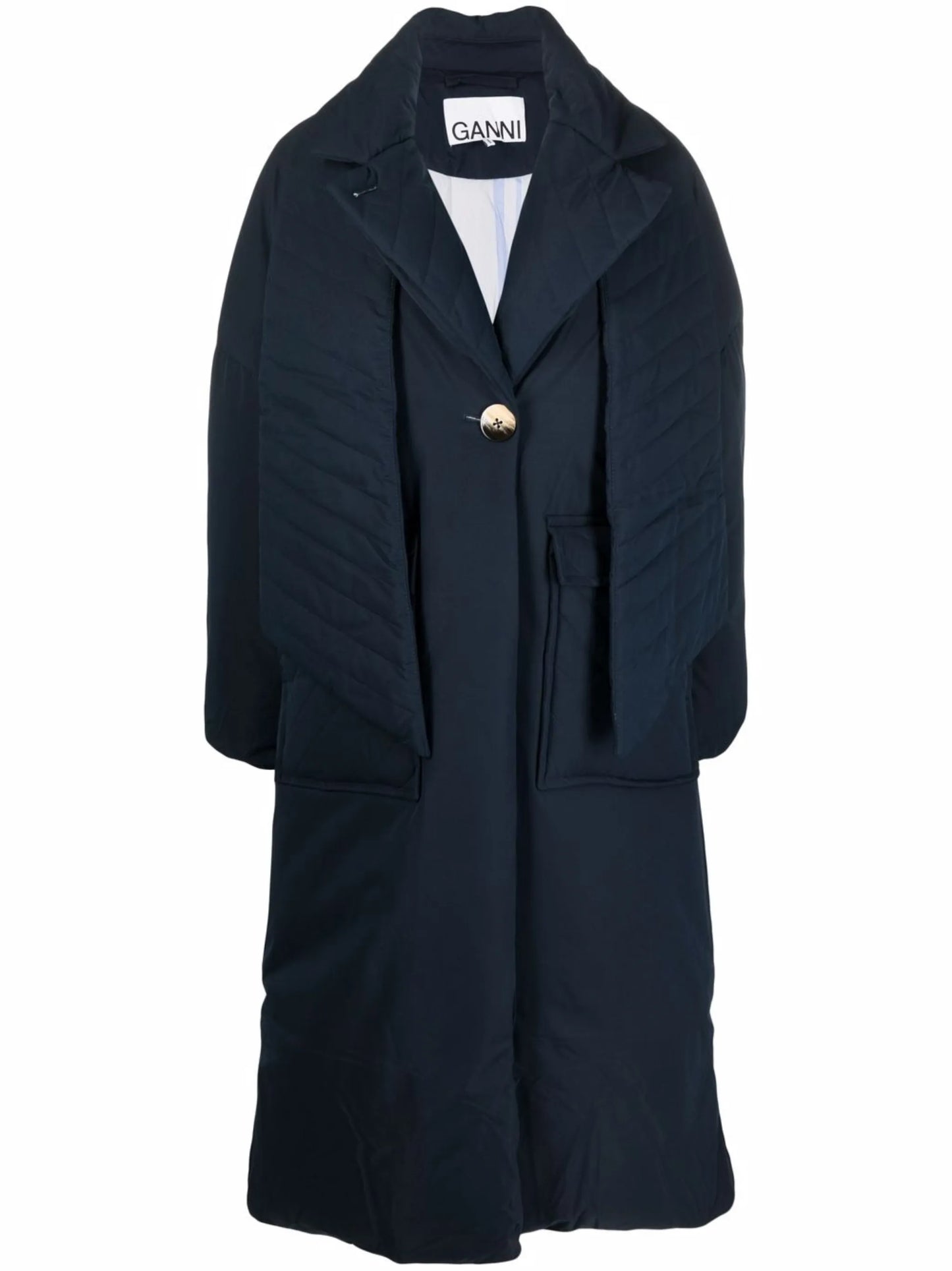 padded scarf-detail coat