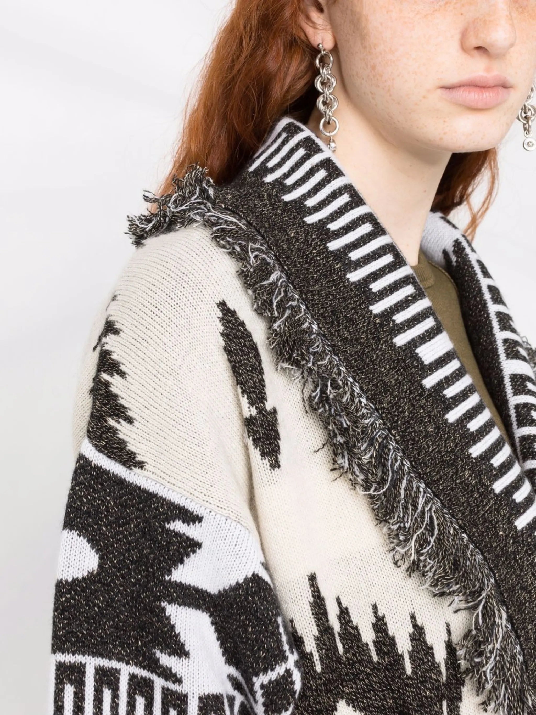 Icon frayed jacquard cardigan