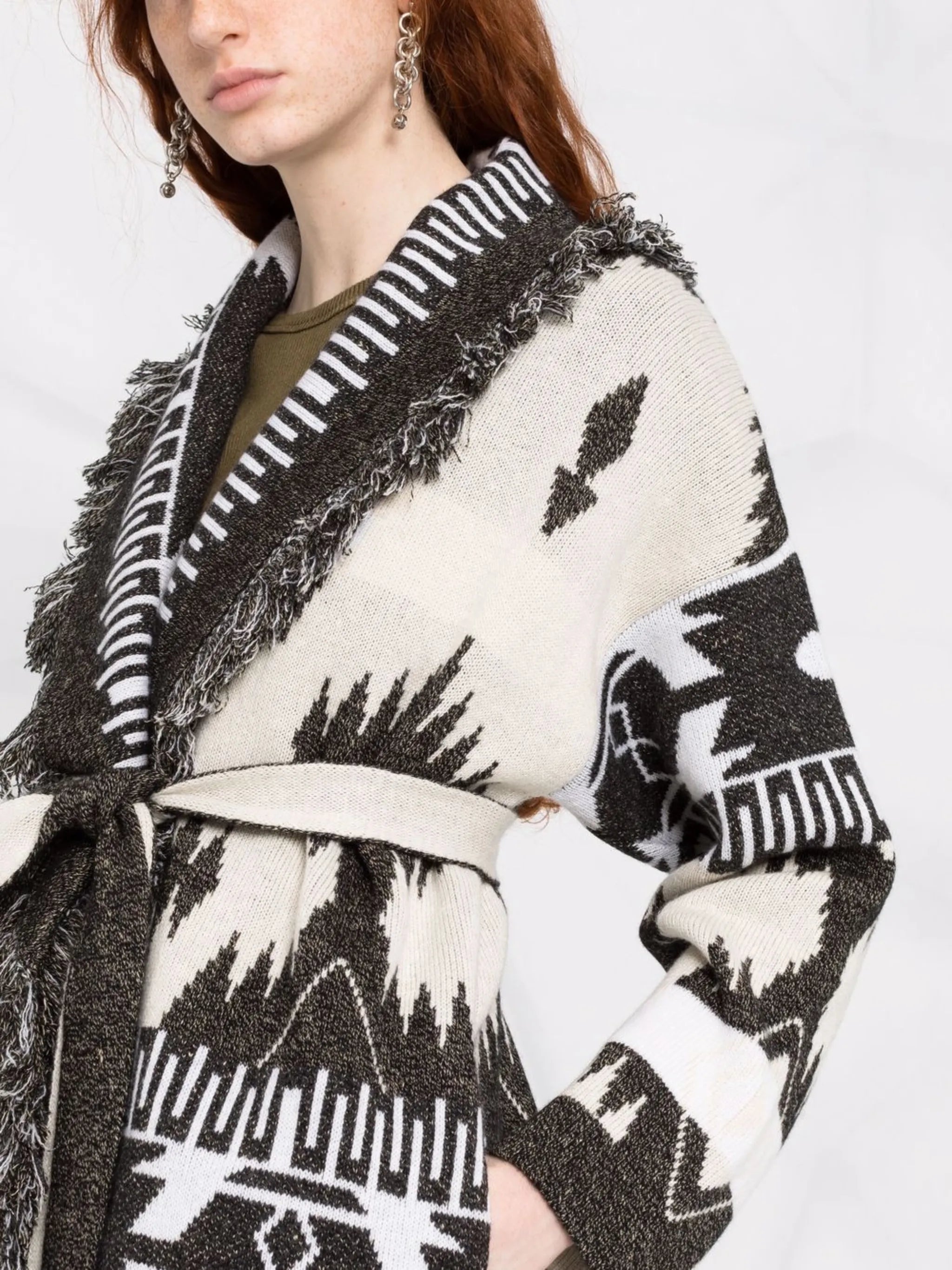 Icon frayed jacquard cardigan