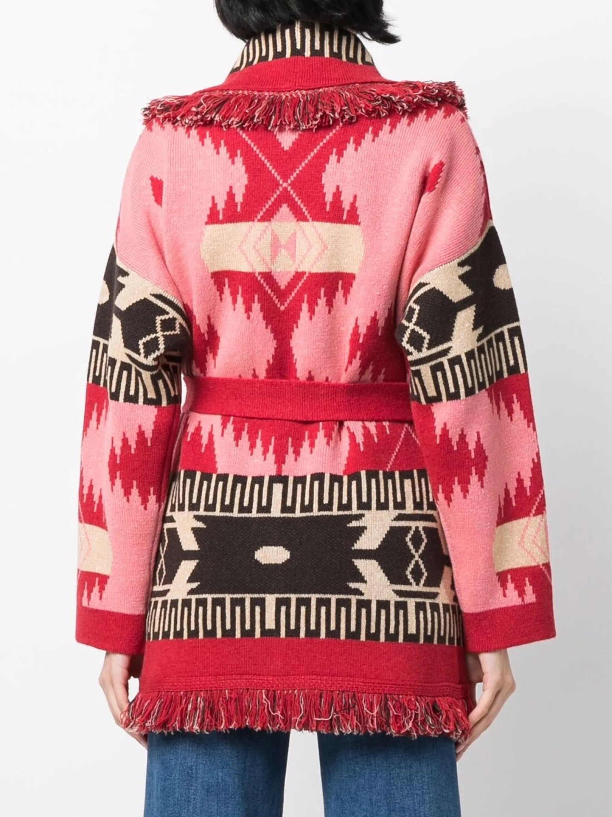 Icon jacquard belted cardigan