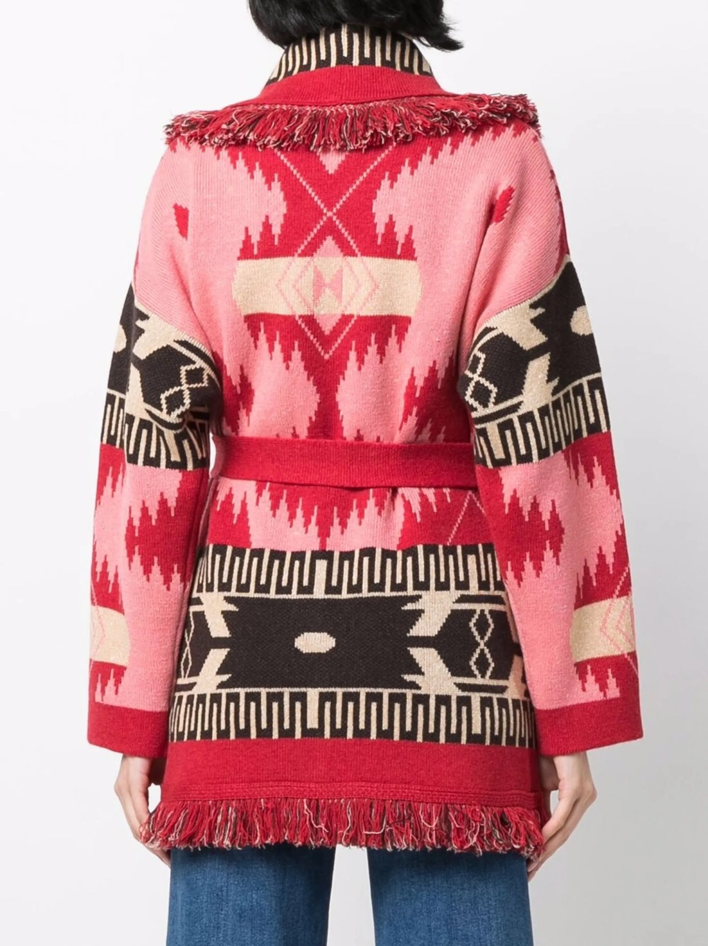 Icon jacquard belted cardigan