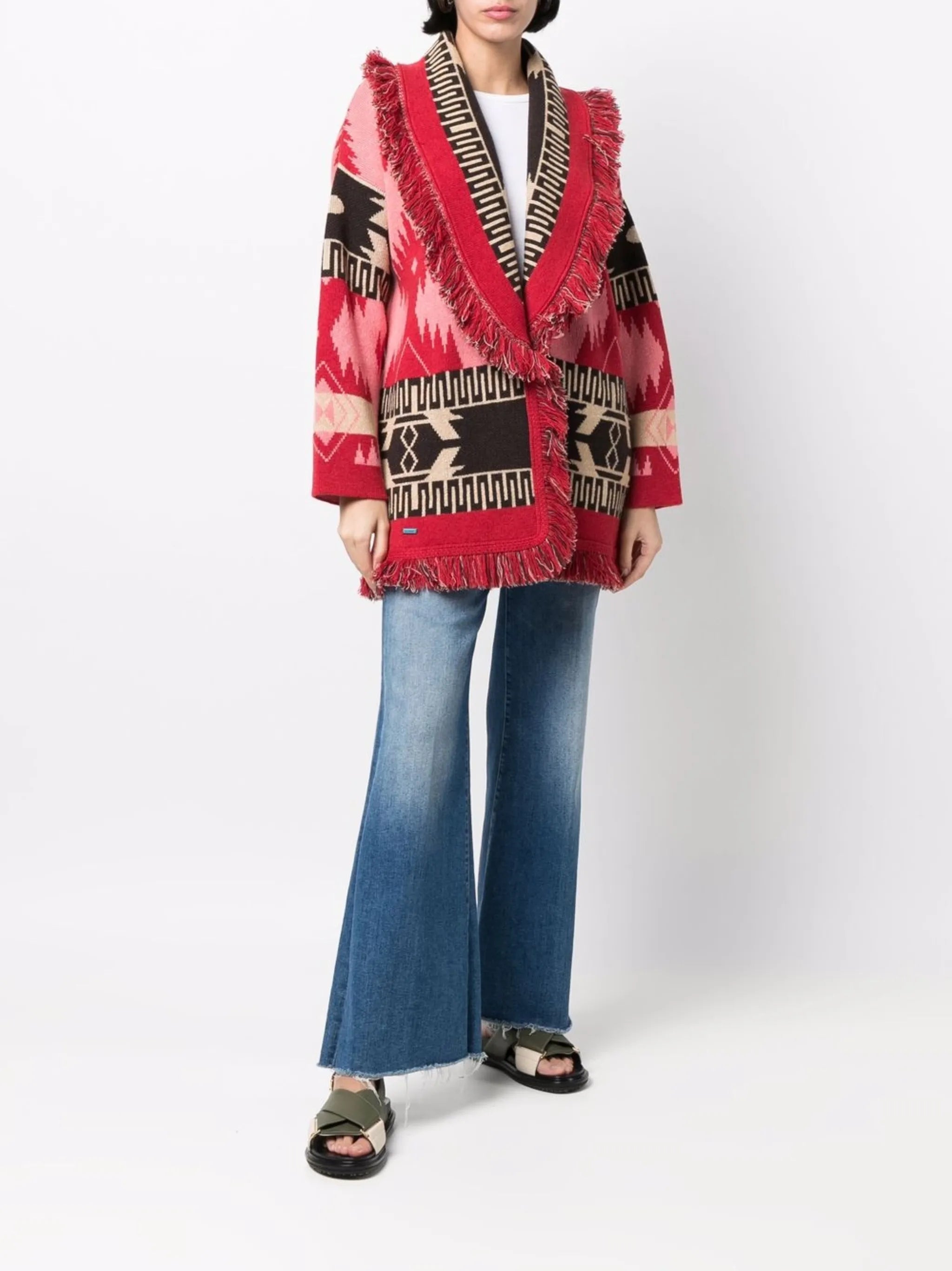 Icon jacquard belted cardigan