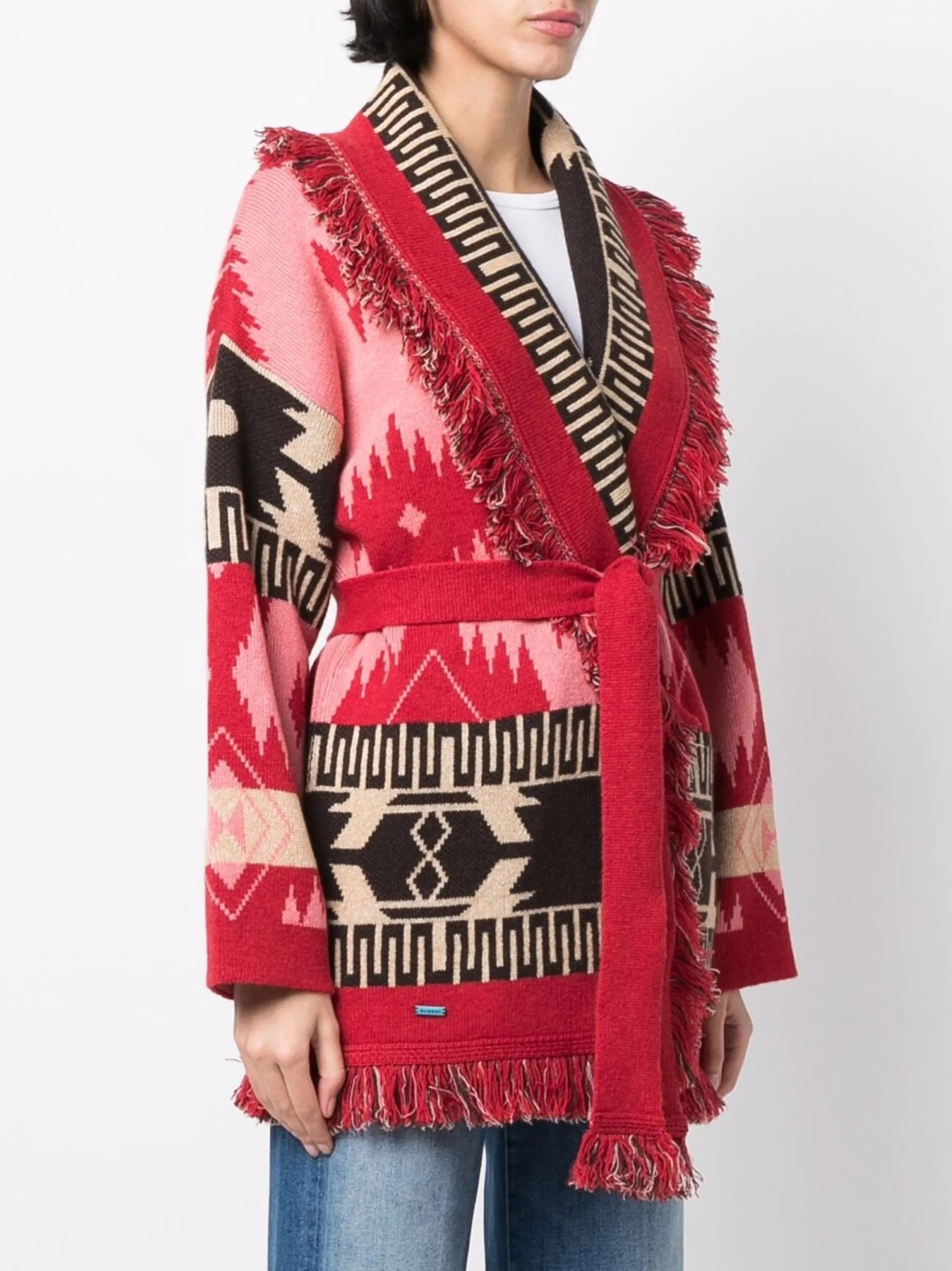 Icon jacquard belted cardigan