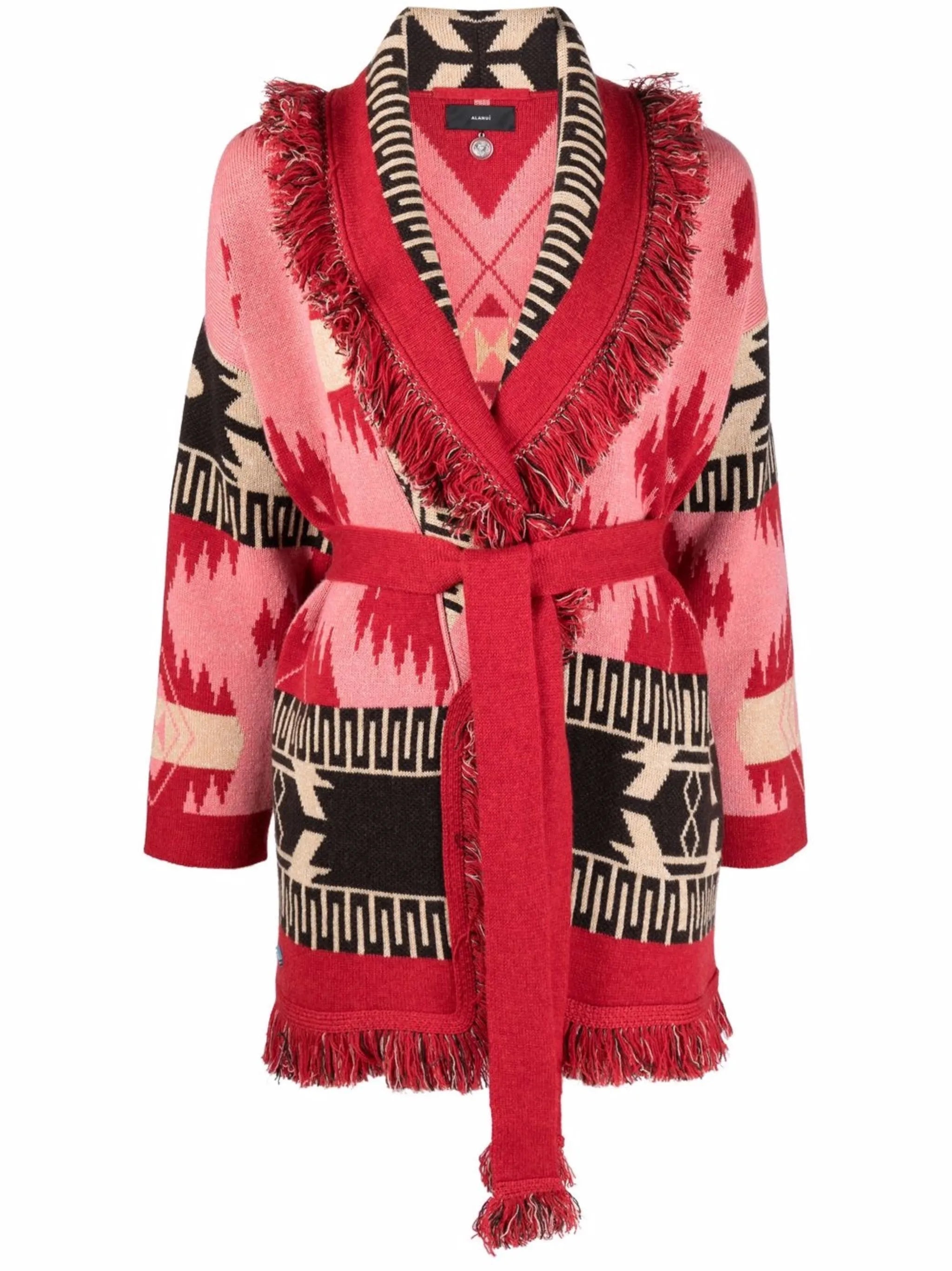 Icon jacquard belted cardigan