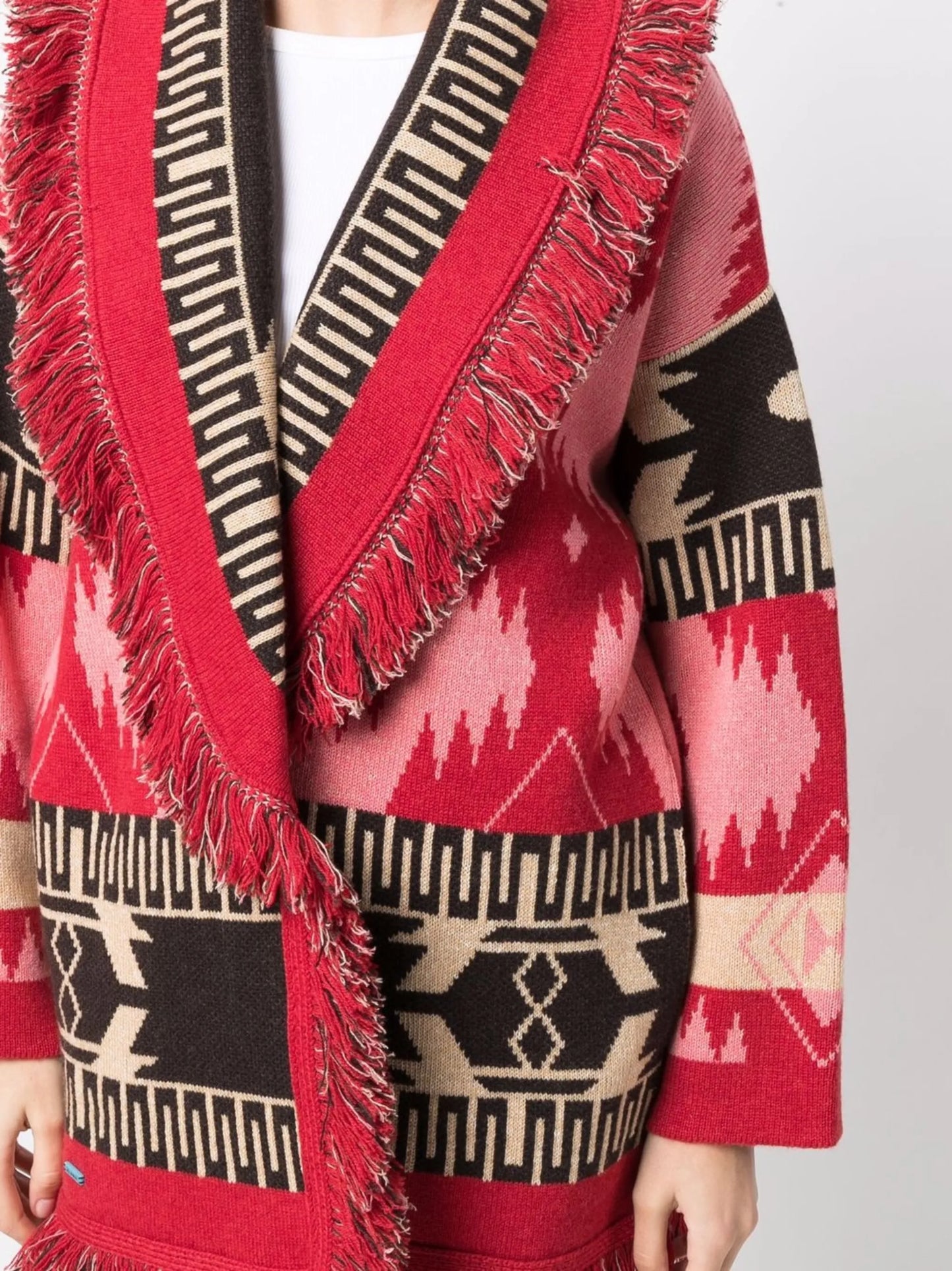 Icon jacquard belted cardigan