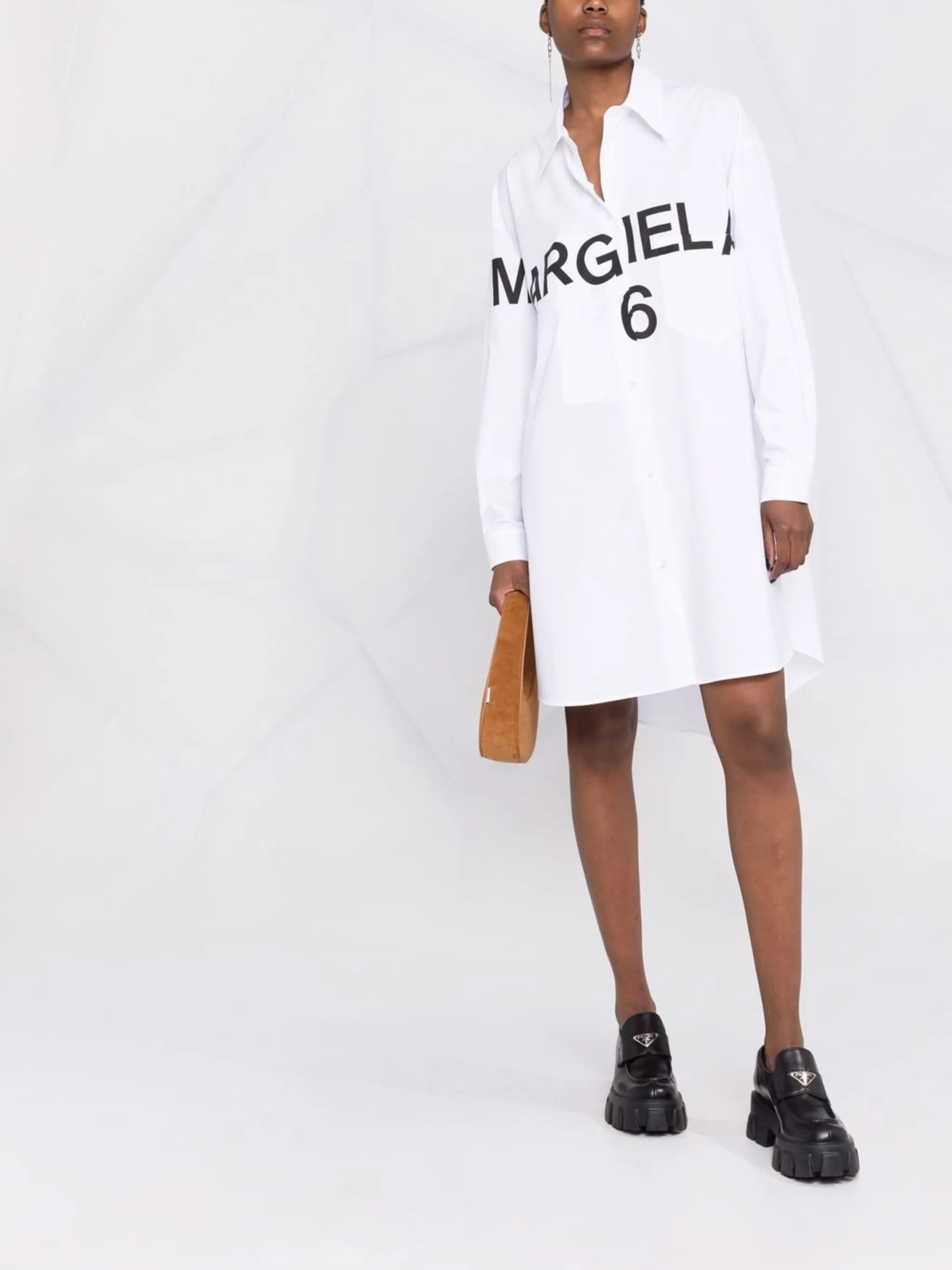 logo-graphic print shirt dress