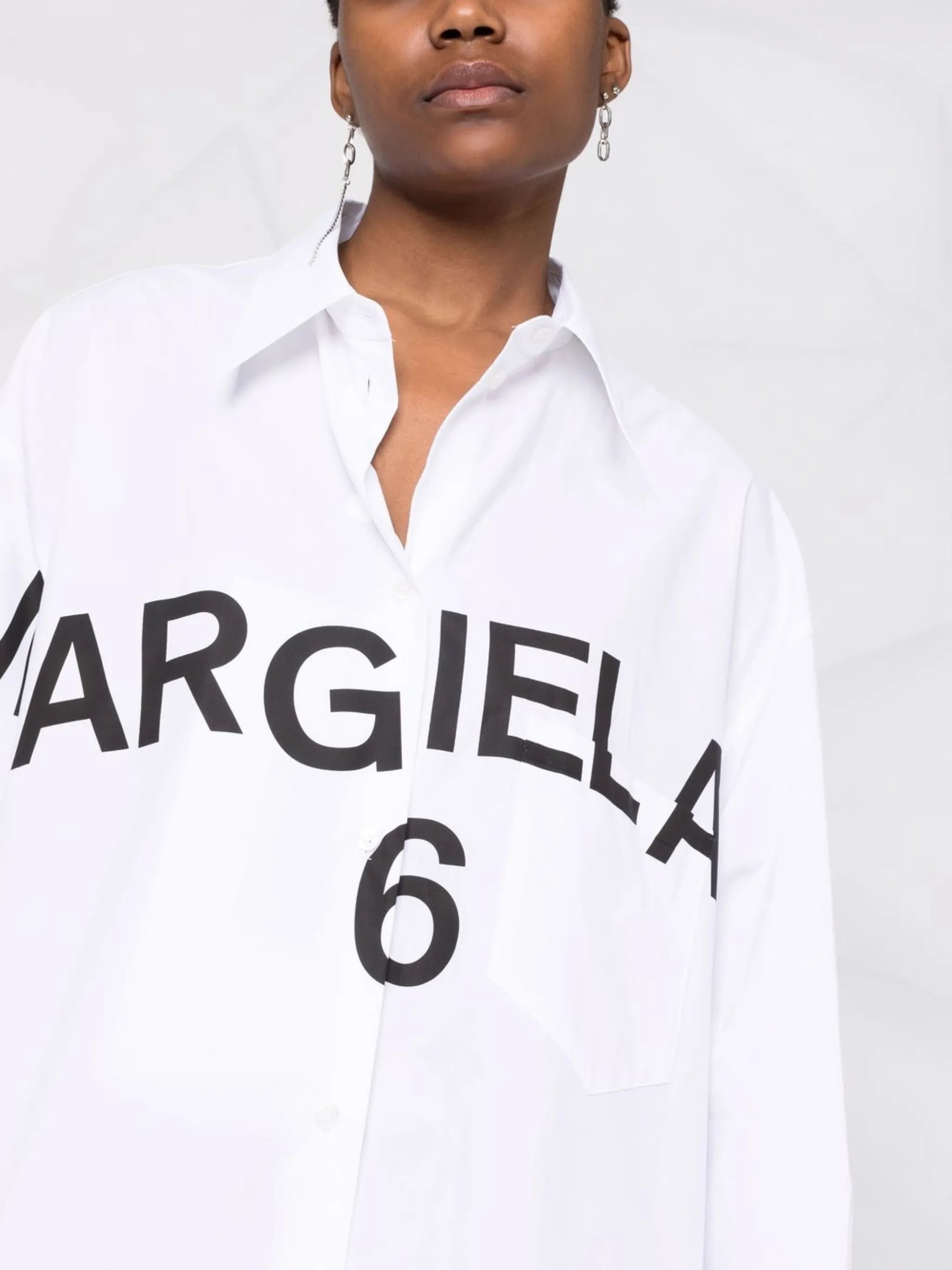 logo-graphic print shirt dress