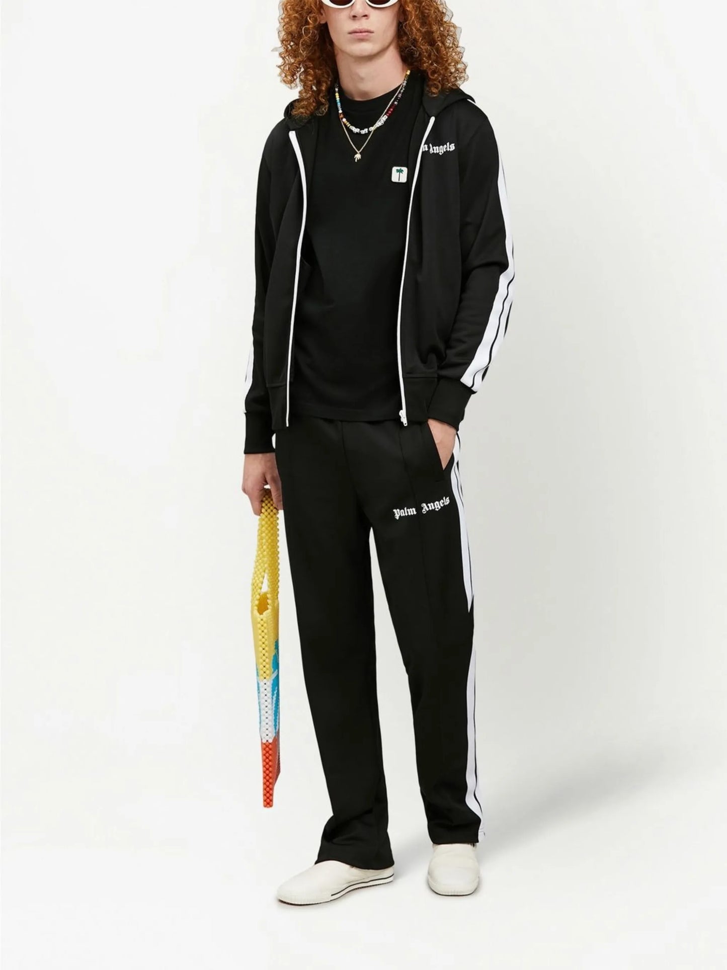 logo-print side-stripe hoodie