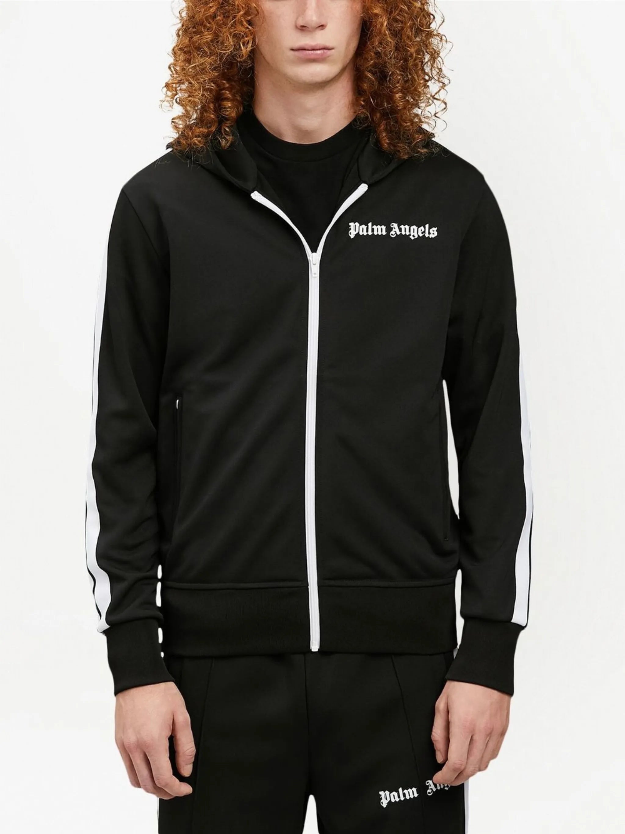logo-print side-stripe hoodie