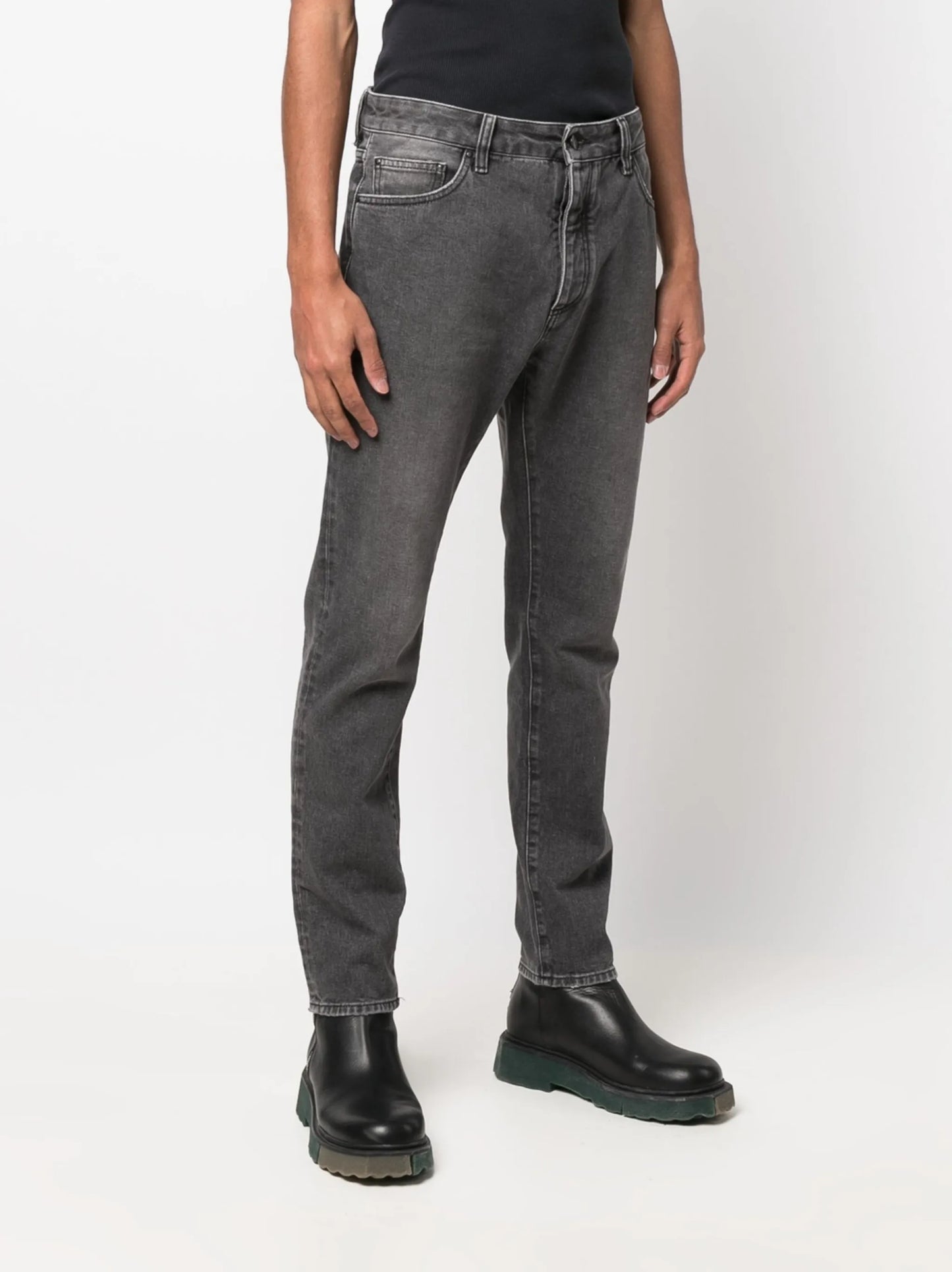 Black Logo Print Straight Leg Jeans