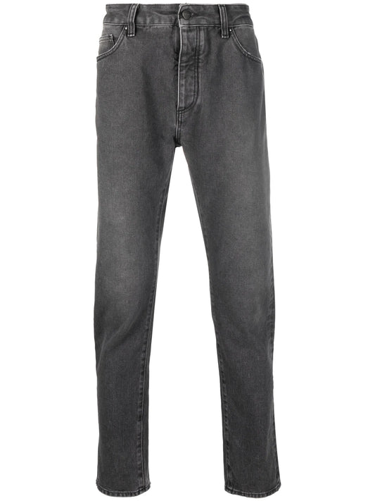 Black Logo Print Straight Leg Jeans