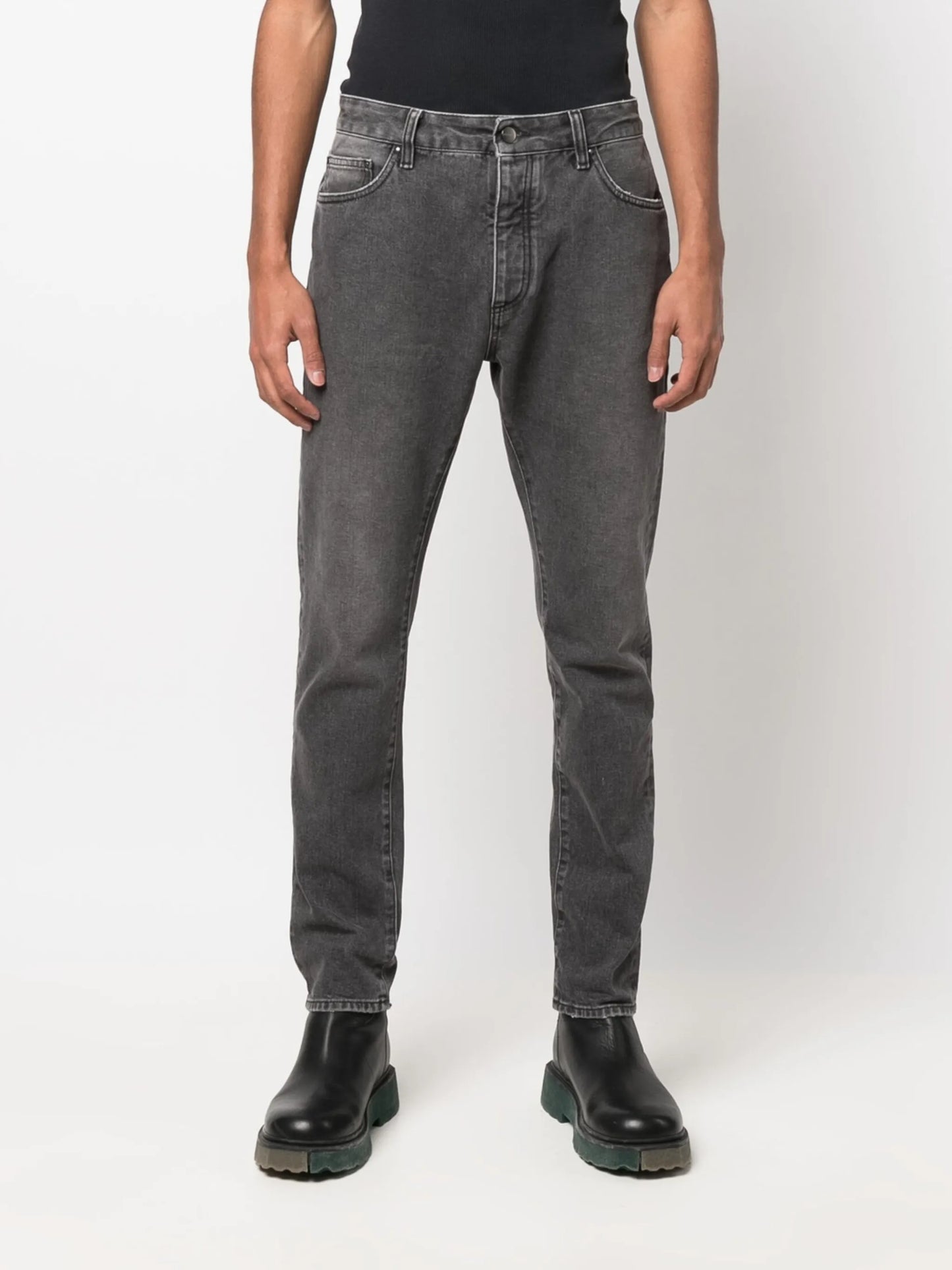 Black Logo Print Straight Leg Jeans