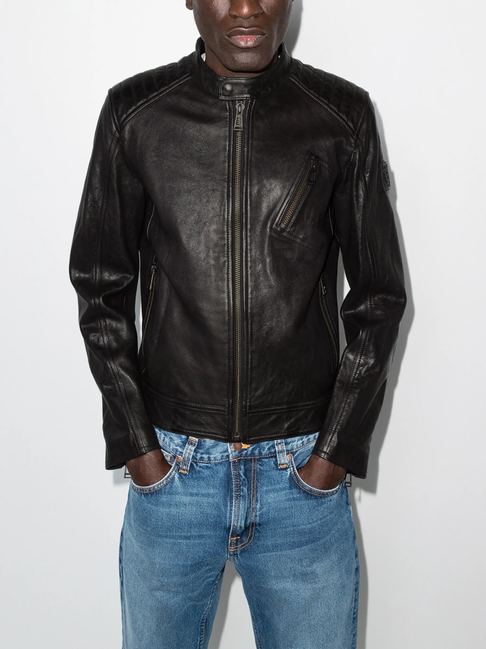 V Racer zipped leather jacket
