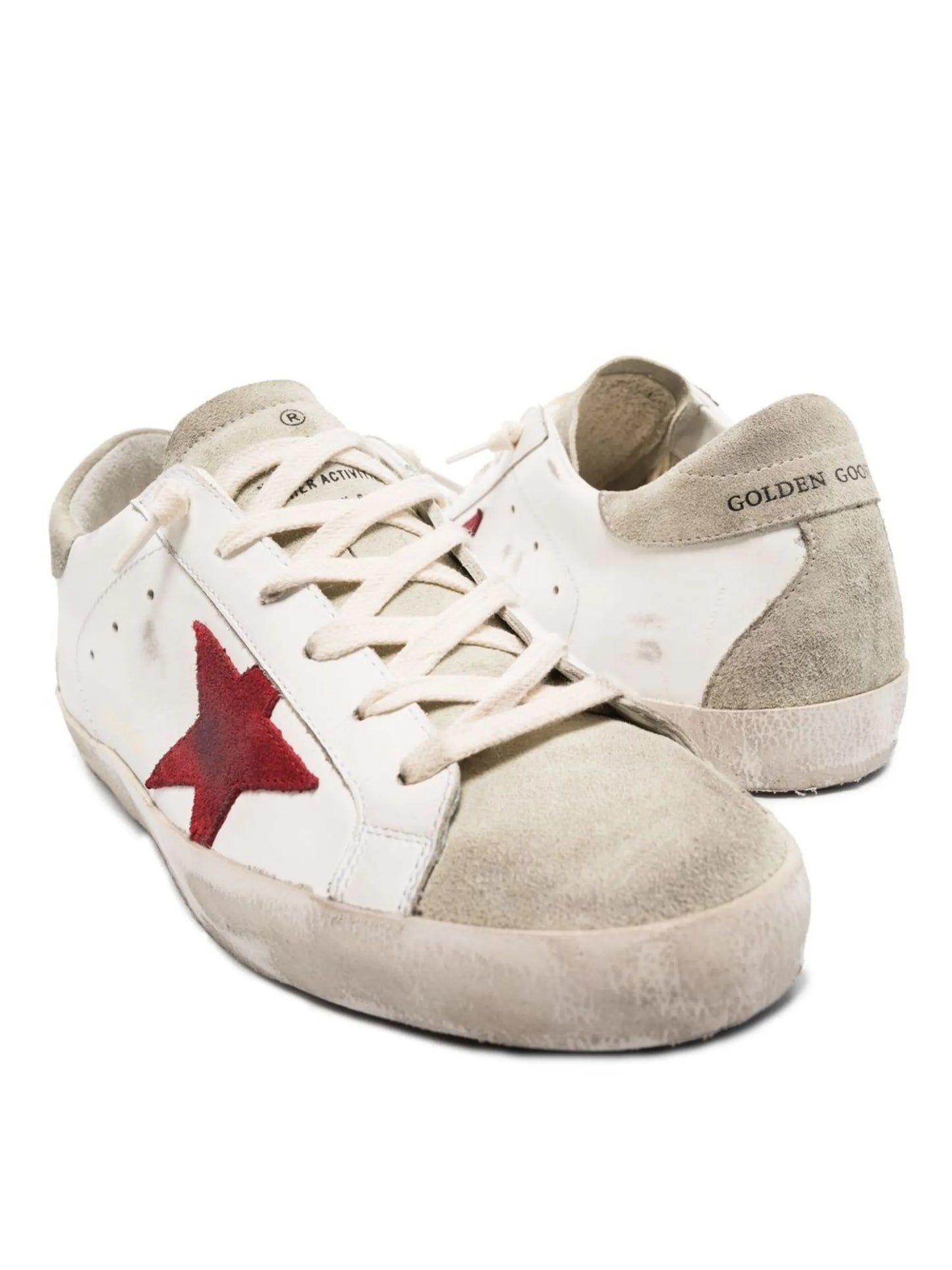 Superstar distressed lace-up sneakers