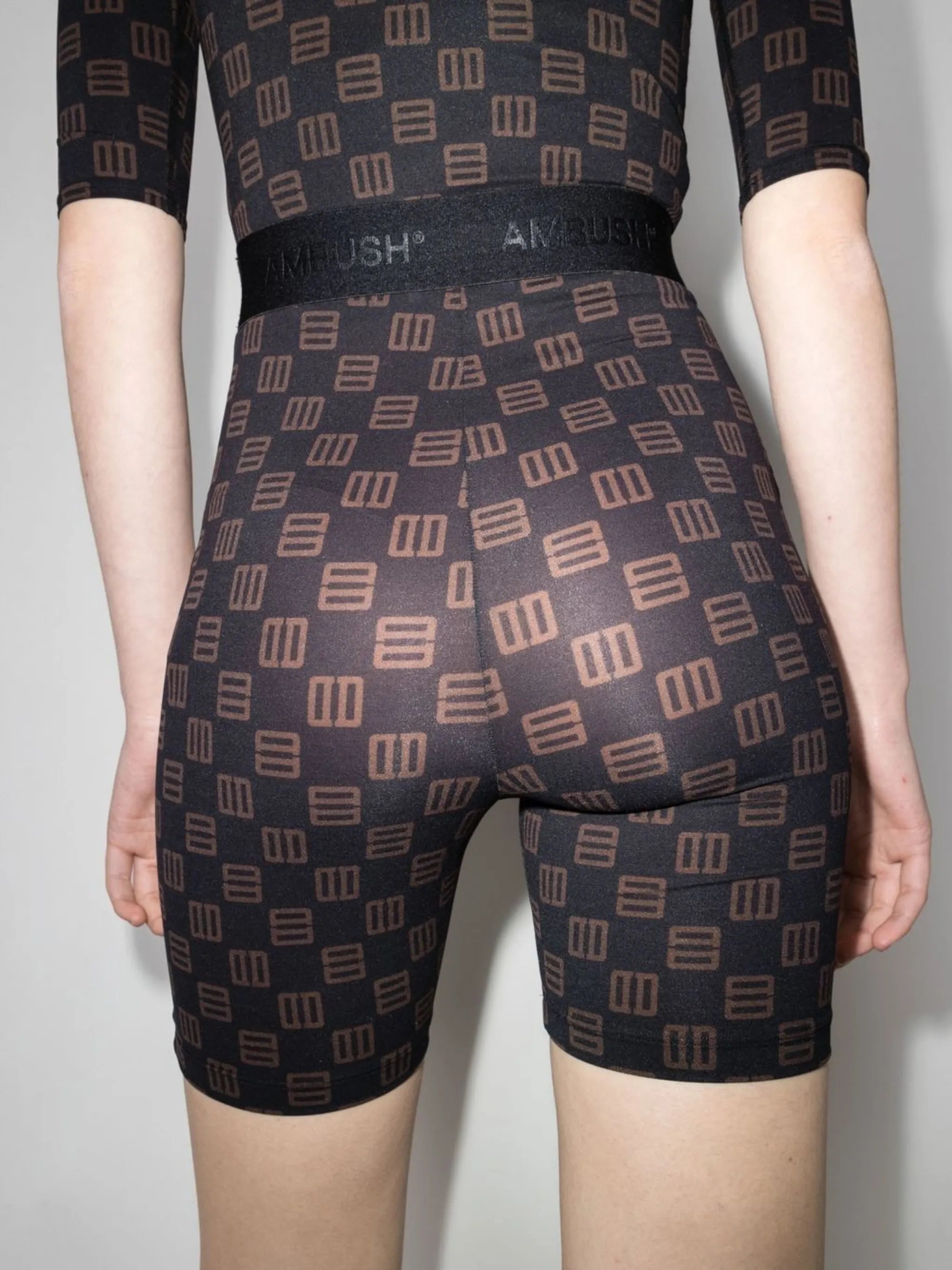 monogram-print high-waist cycling shorts
