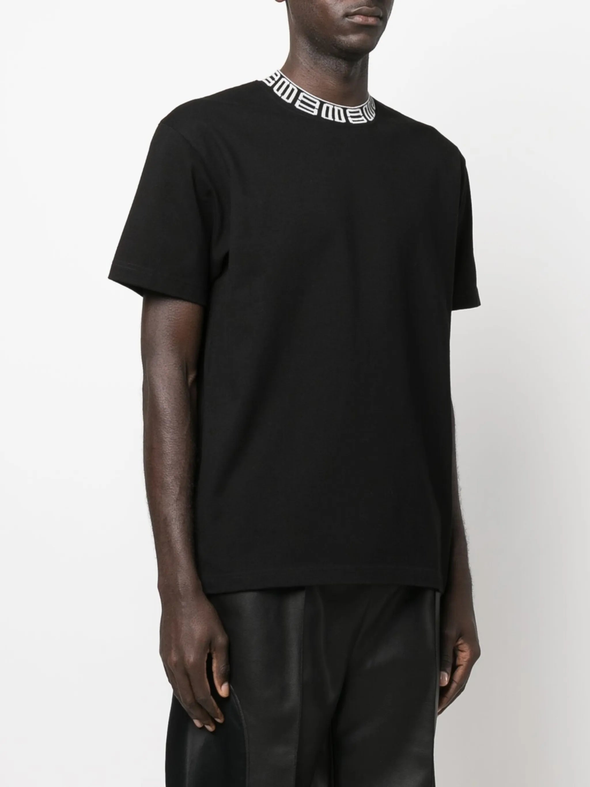 monogram ribbed-collar T-shirt