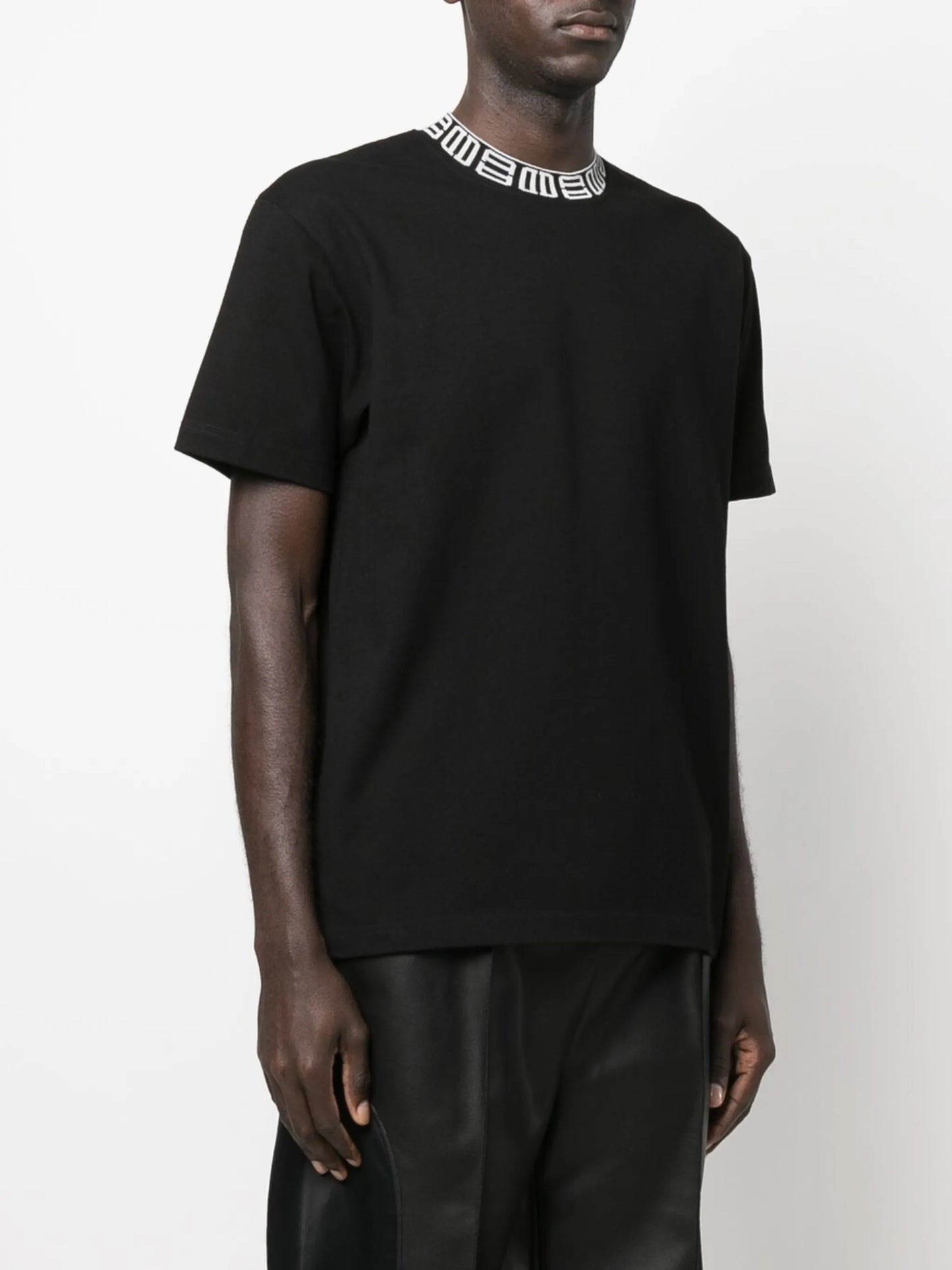 monogram ribbed-collar T-shirt