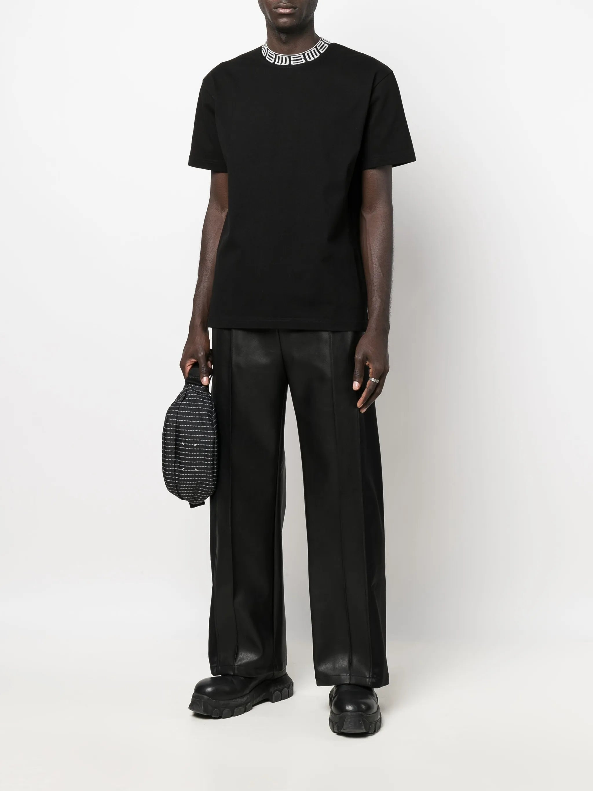 monogram ribbed-collar T-shirt