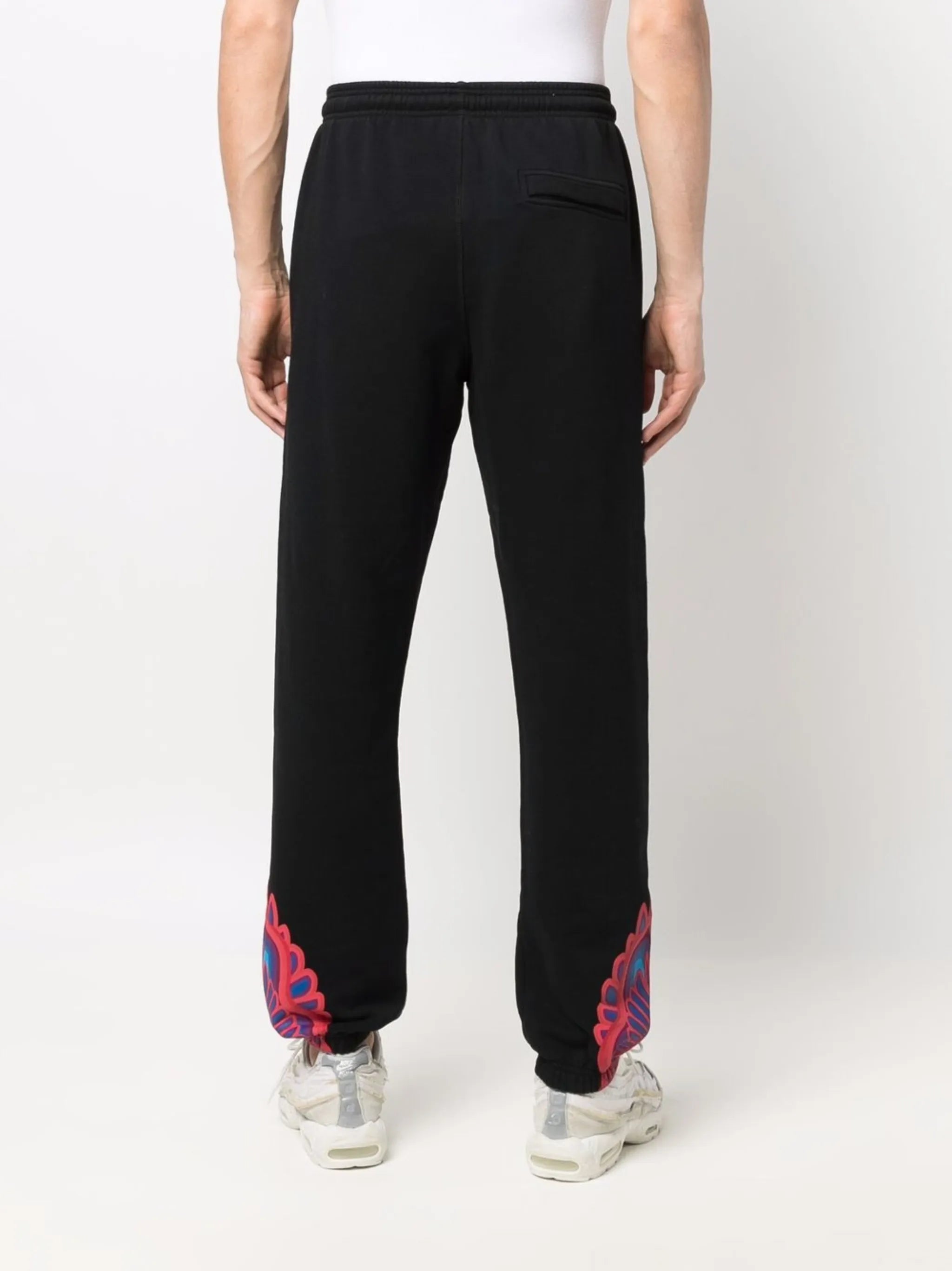 Curved Wings-print drawstring cotton joggers