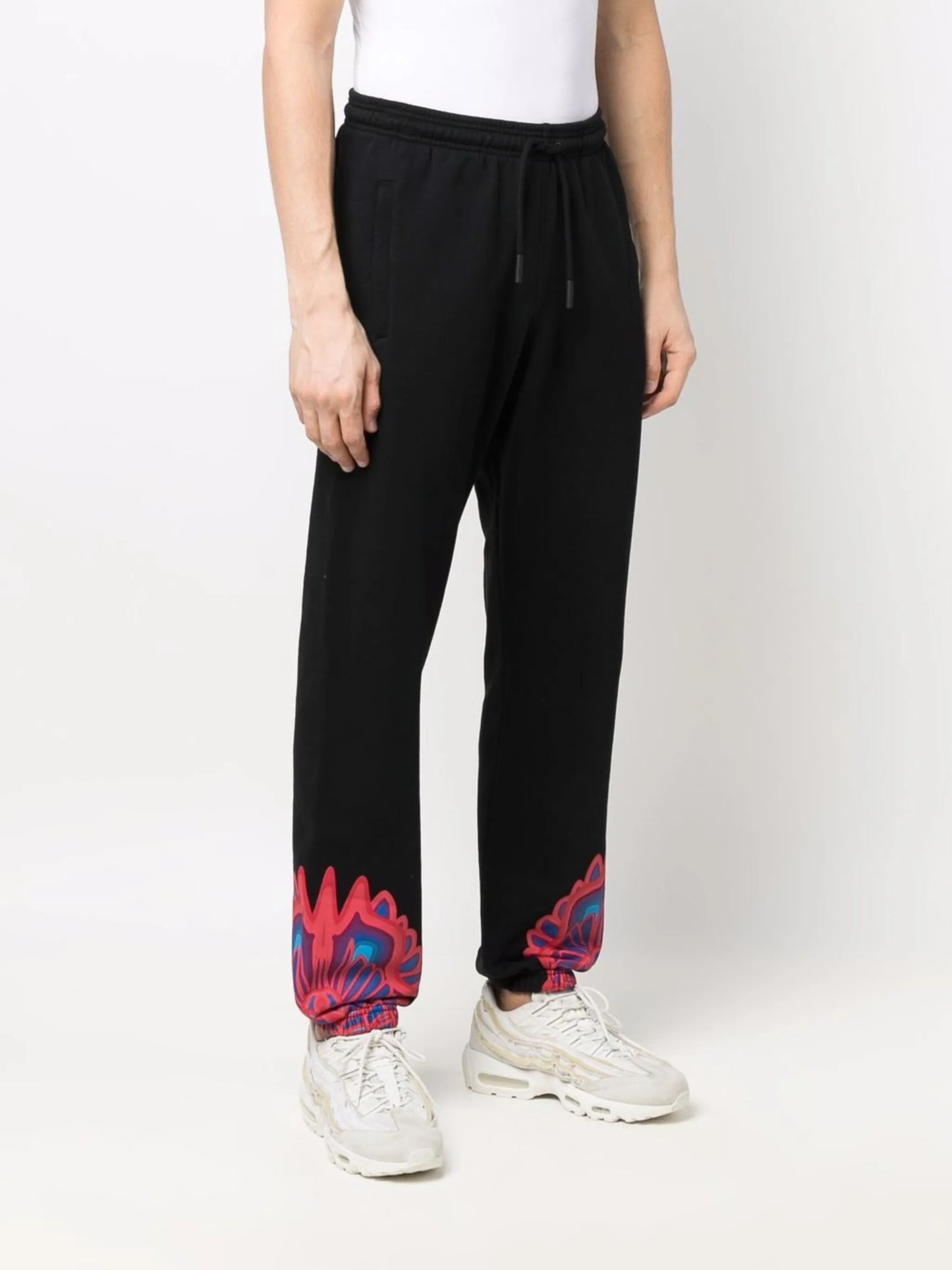 Curved Wings-print drawstring cotton joggers