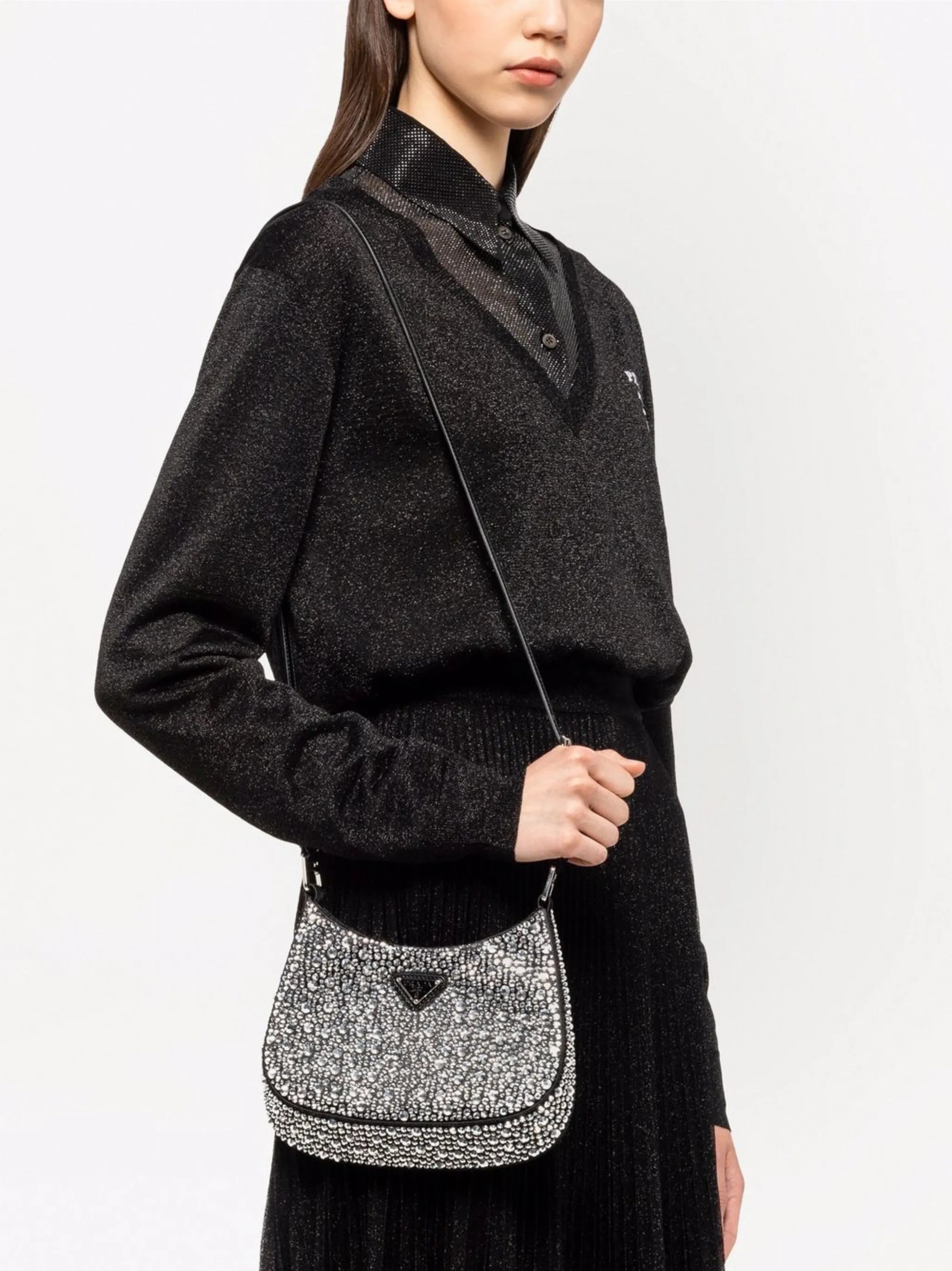Cleo crystal-embellished shoulder bag
