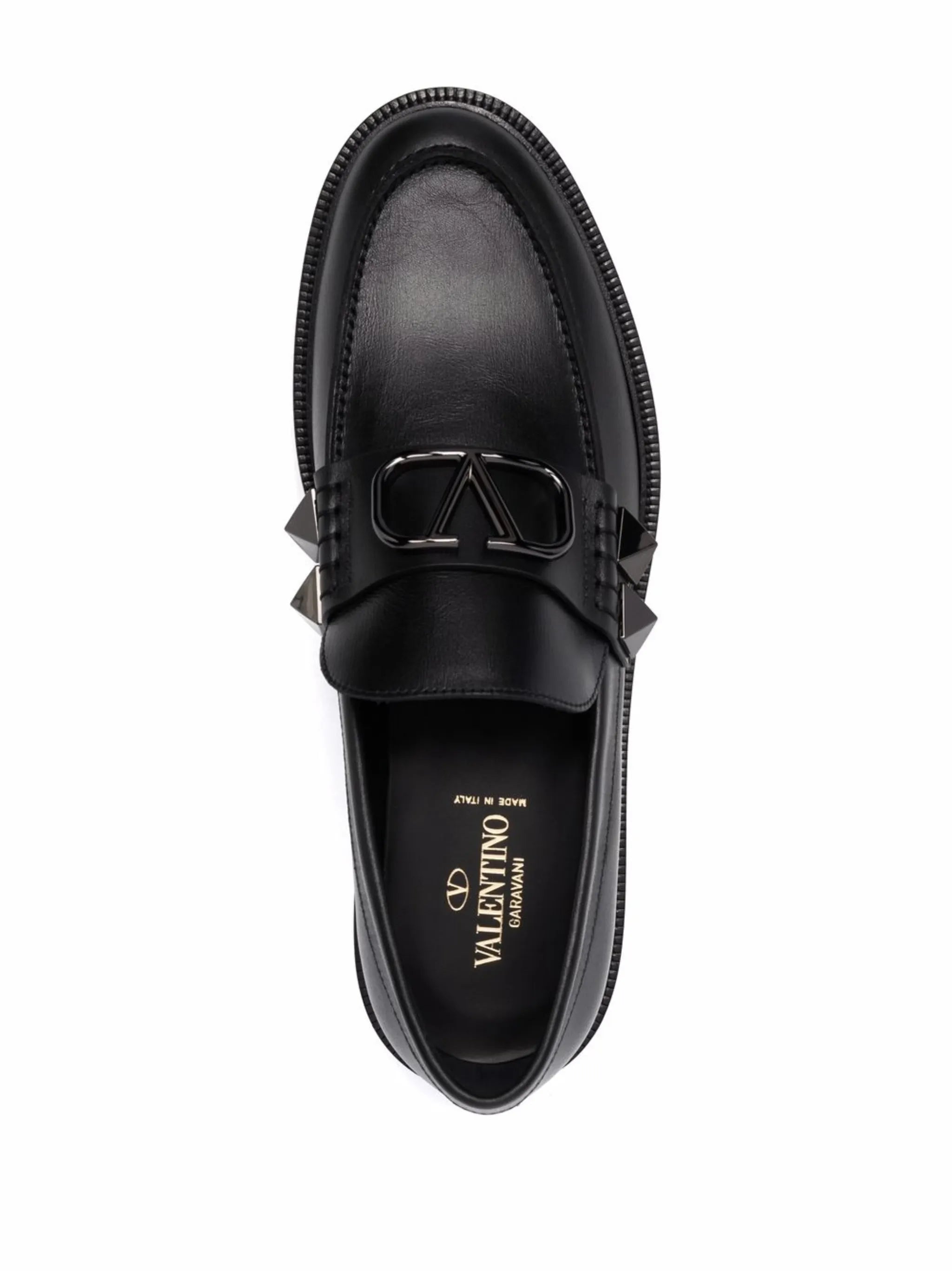 Stud Sign leather loafers