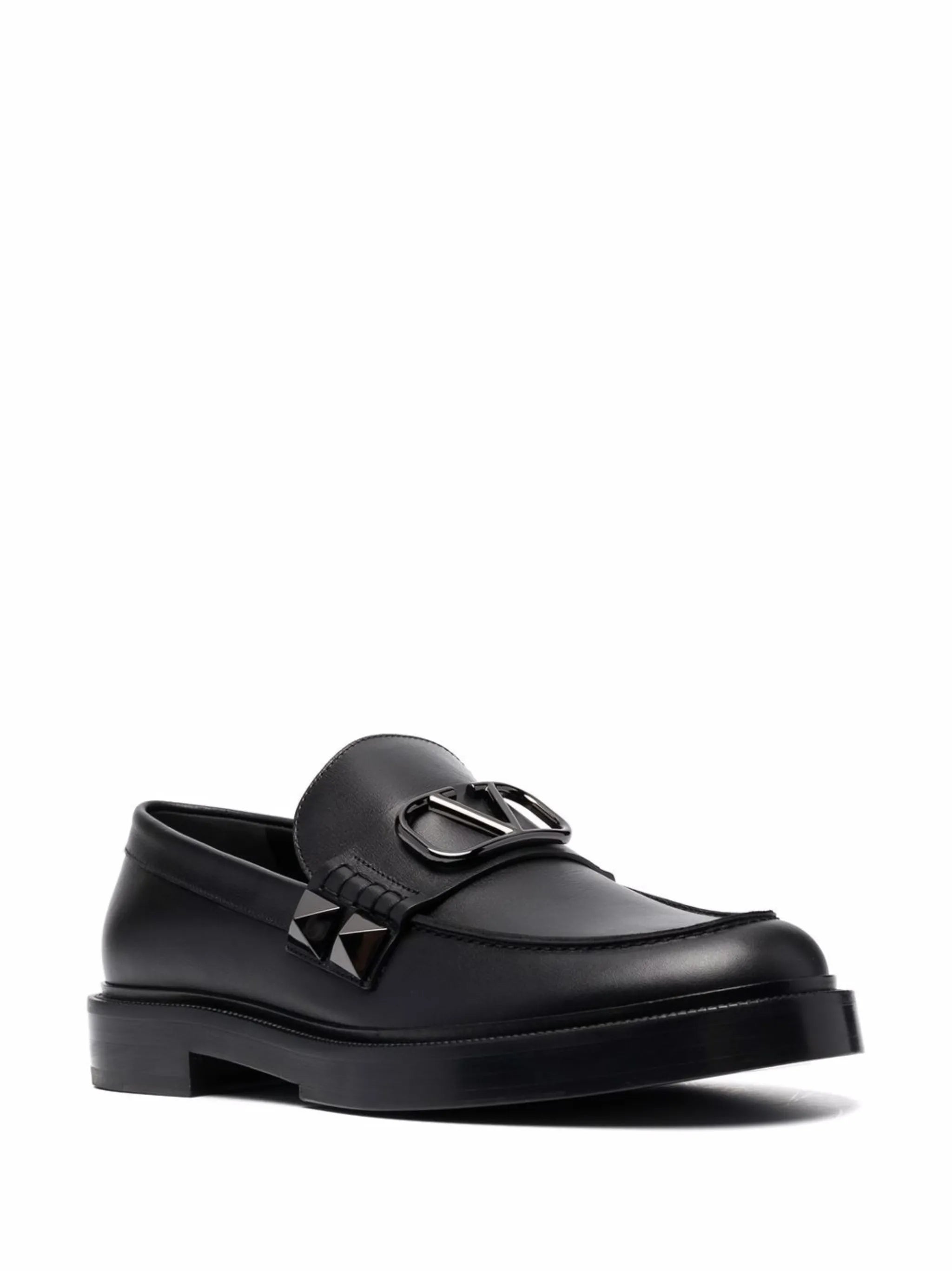 Stud Sign leather loafers