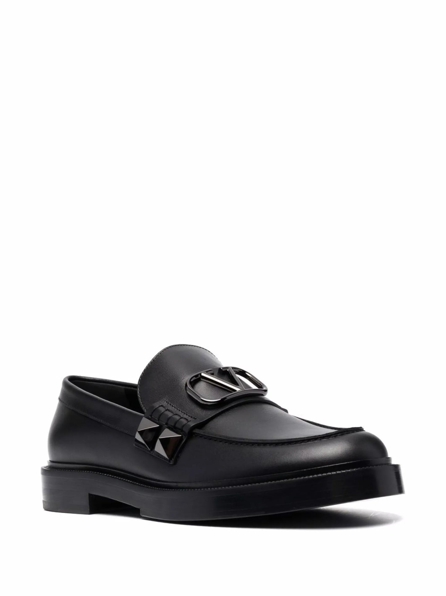Stud Sign leather loafers