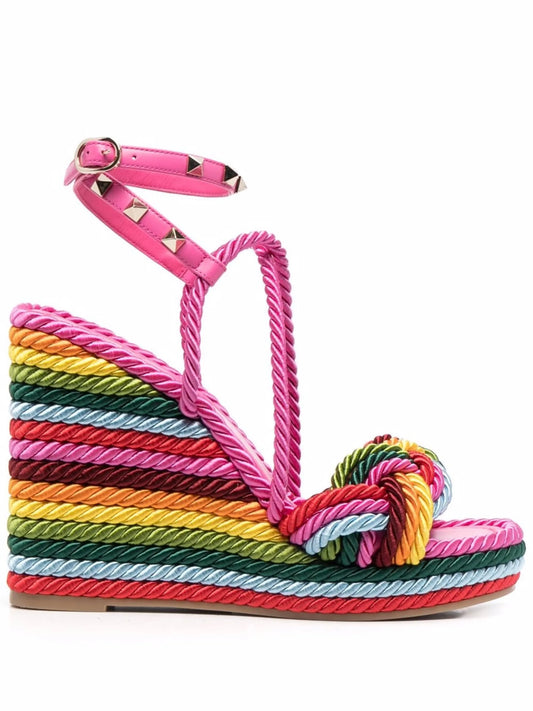colour-block wedge sandals