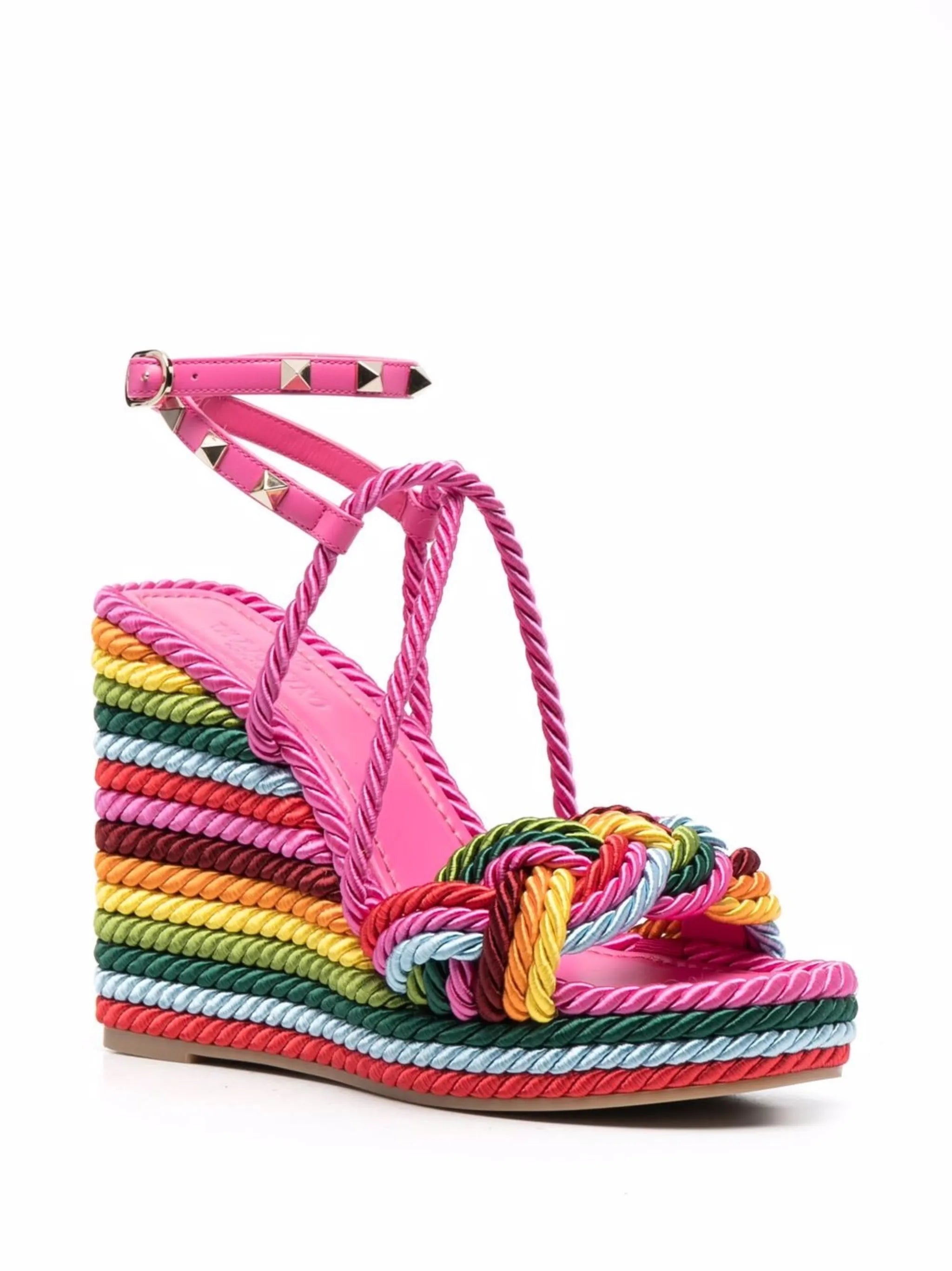 colour-block wedge sandals