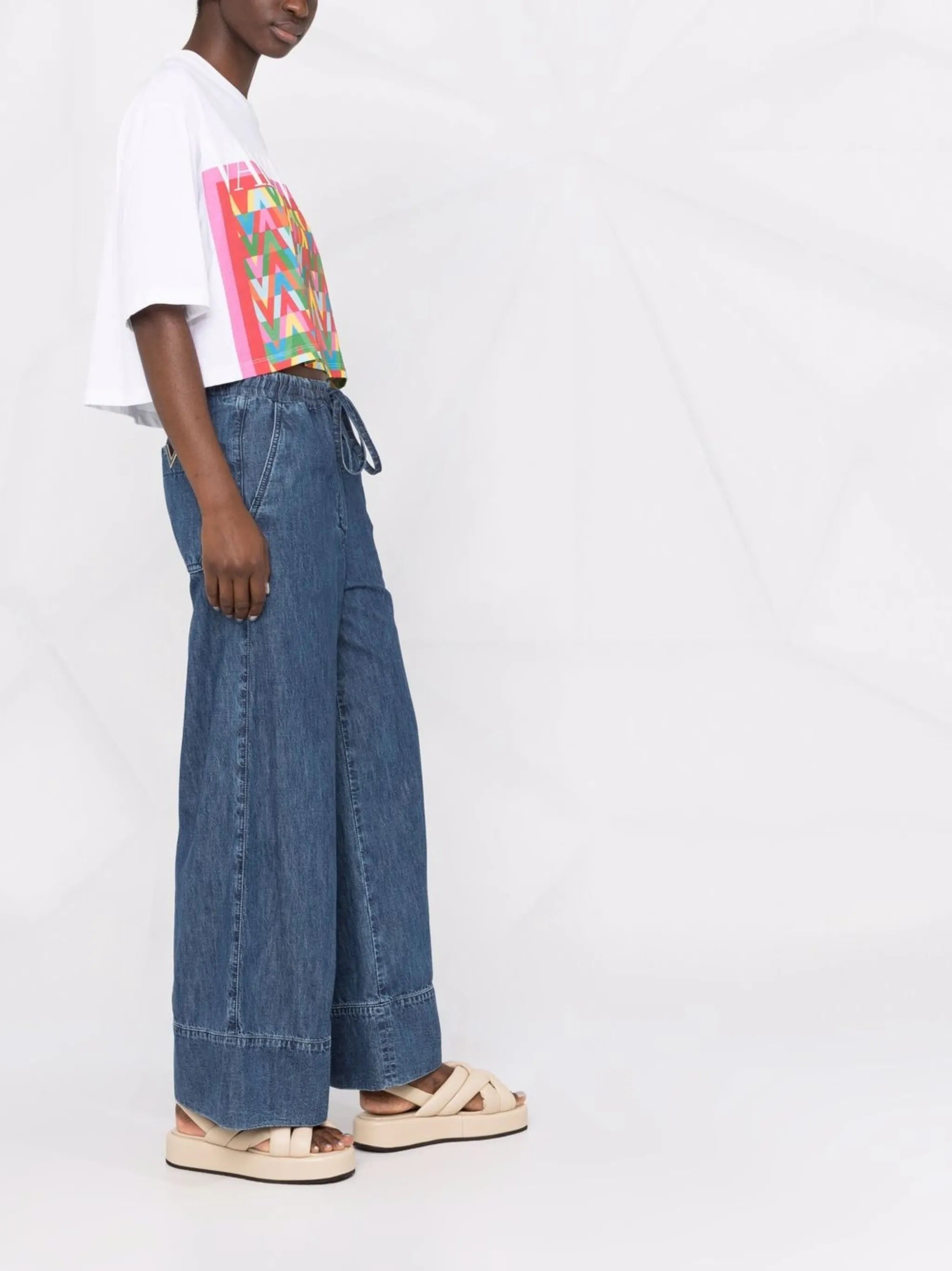 logo plaque wide-leg jeans
