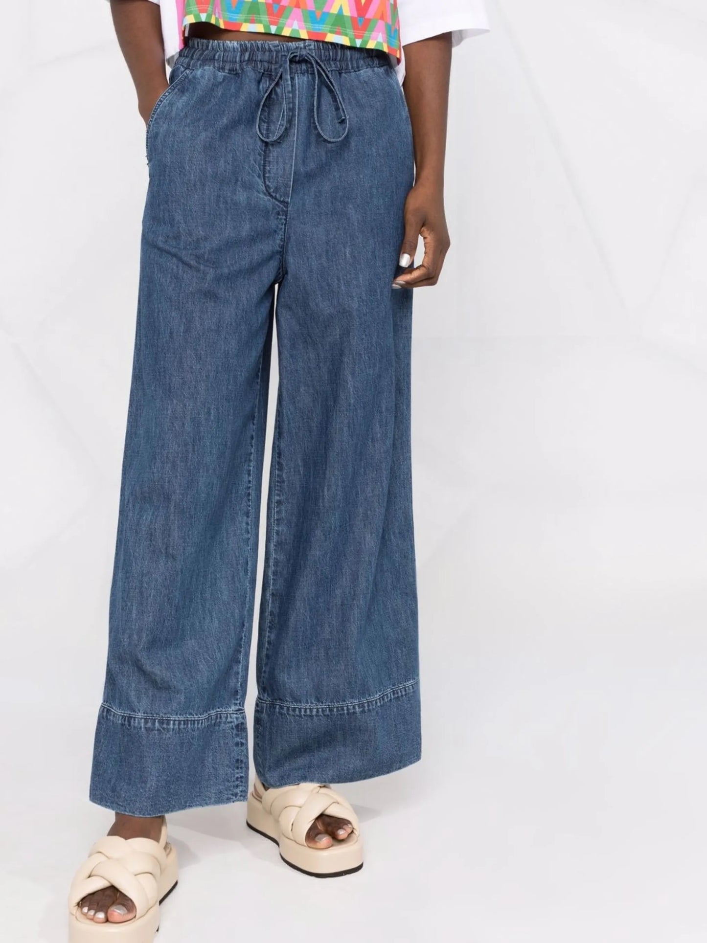 logo plaque wide-leg jeans