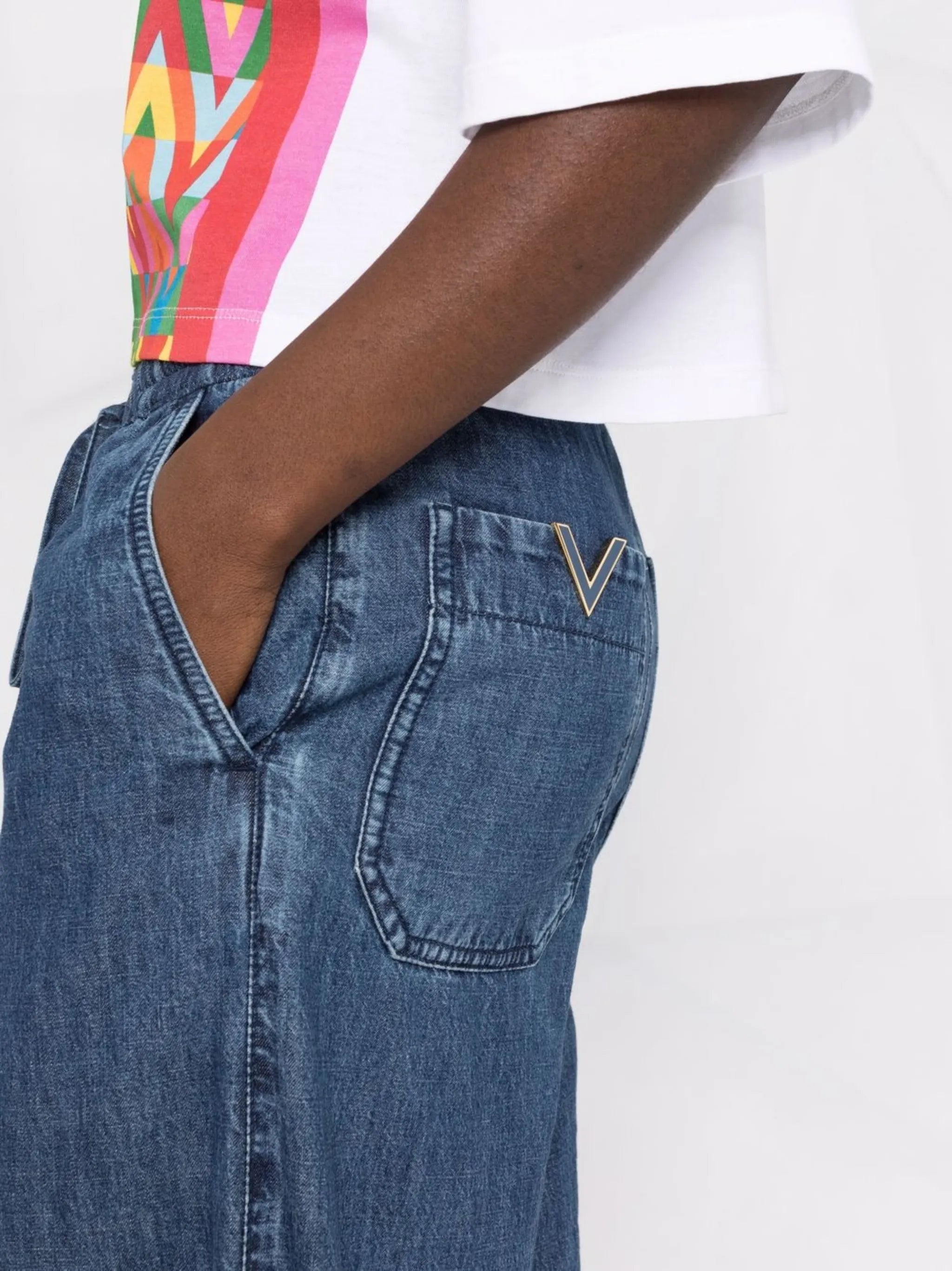 logo plaque wide-leg jeans
