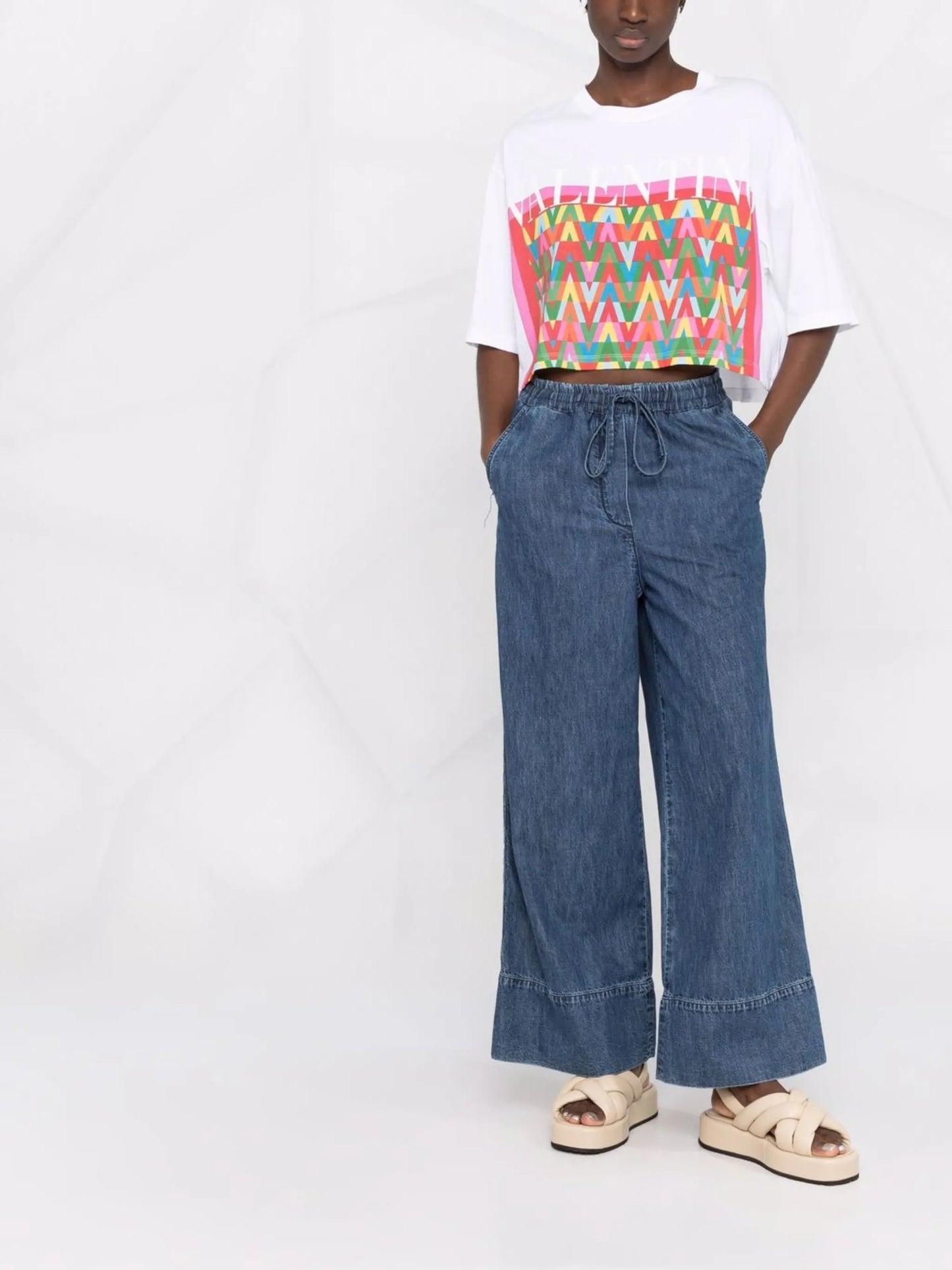 logo plaque wide-leg jeans