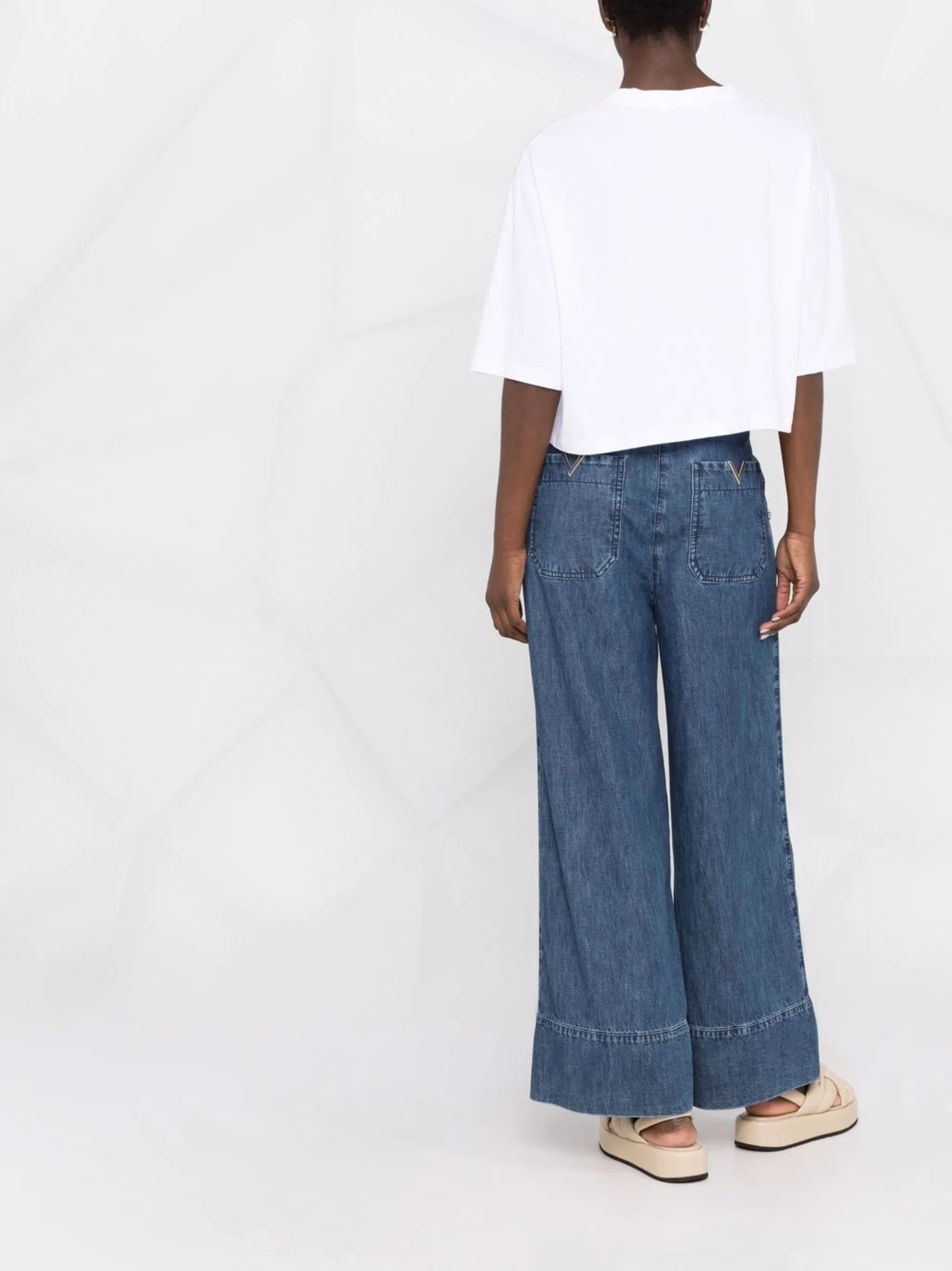 logo plaque wide-leg jeans