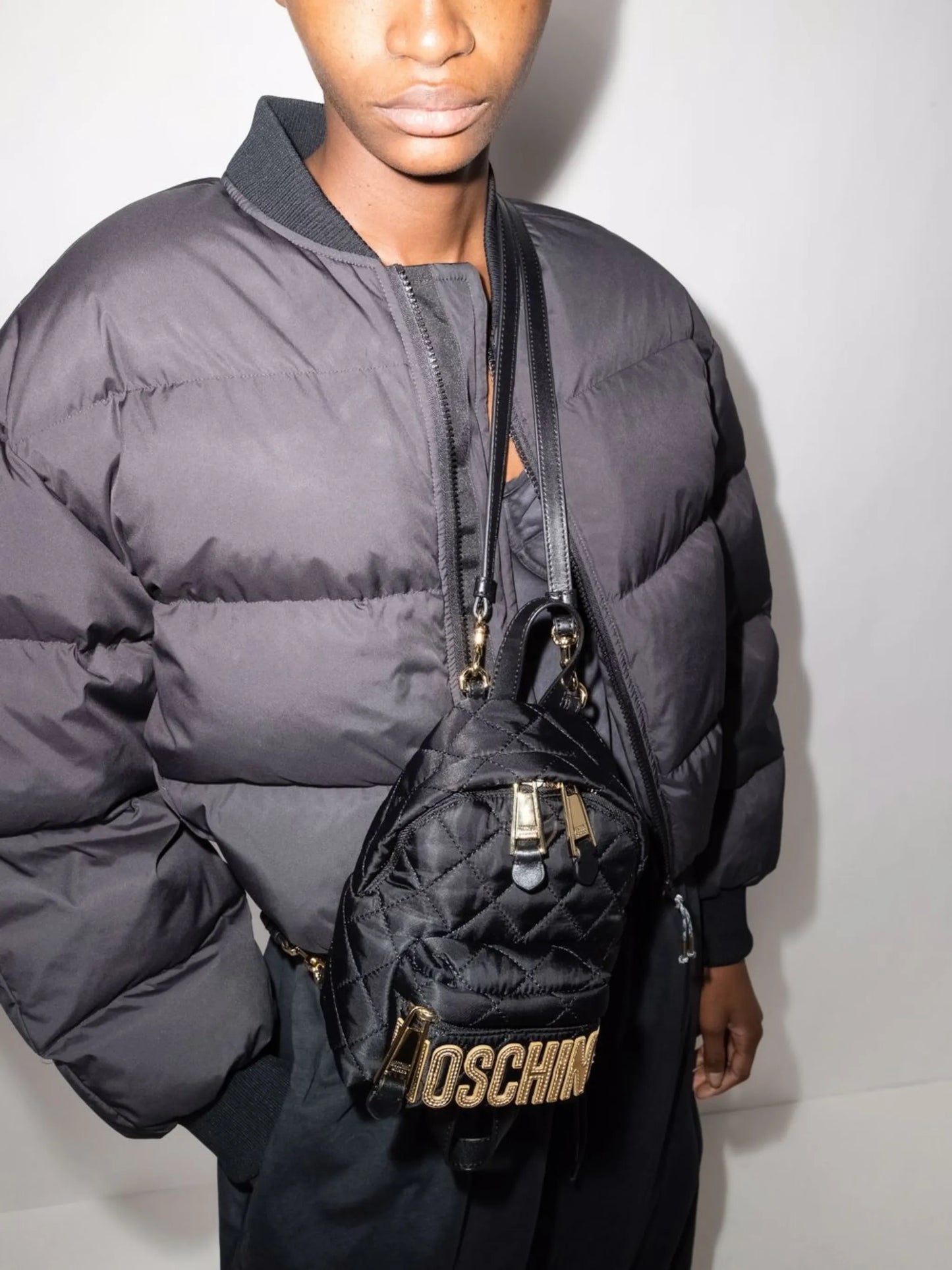 quilted logo-plaque backpack