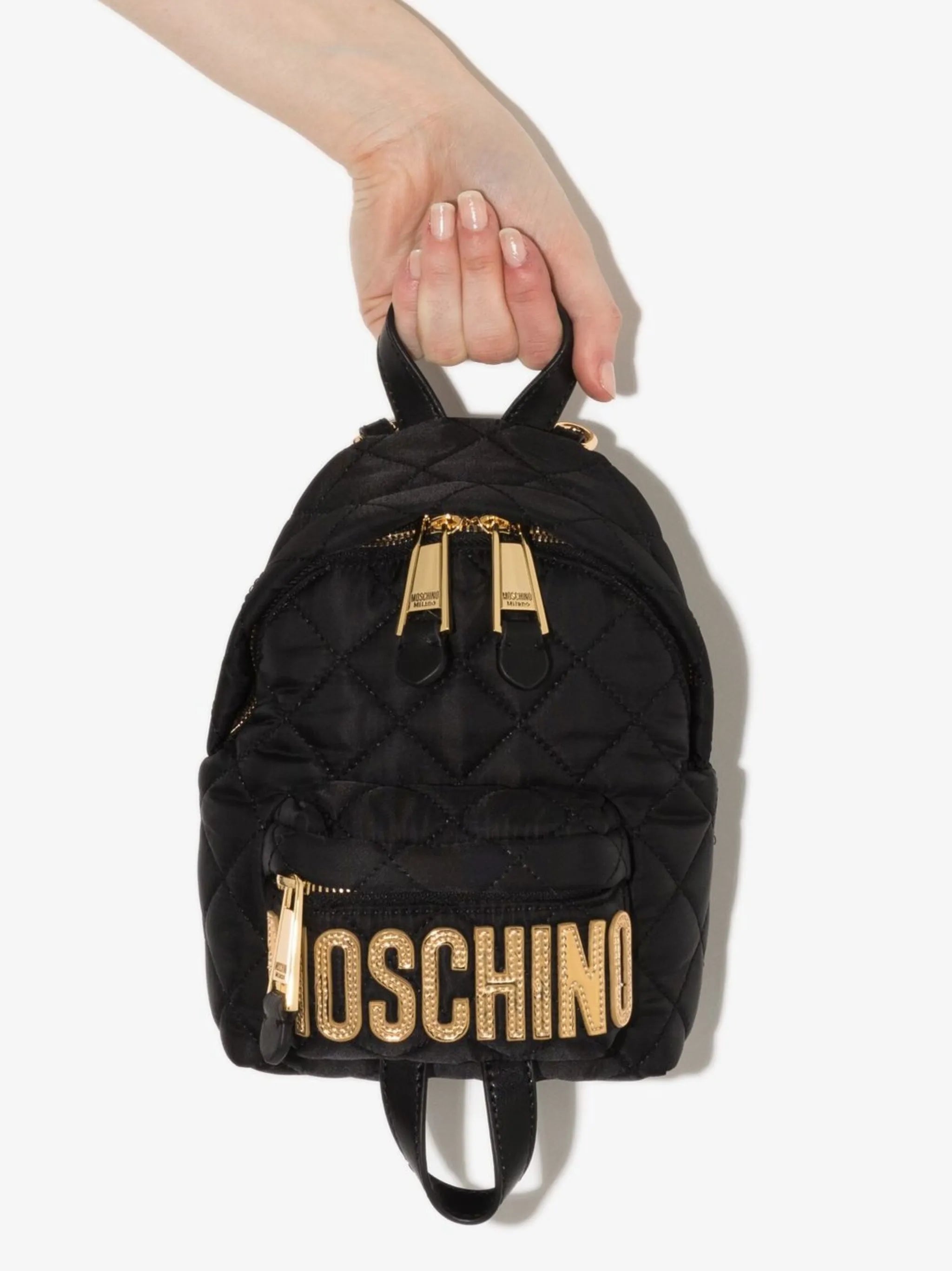 quilted logo-plaque backpack