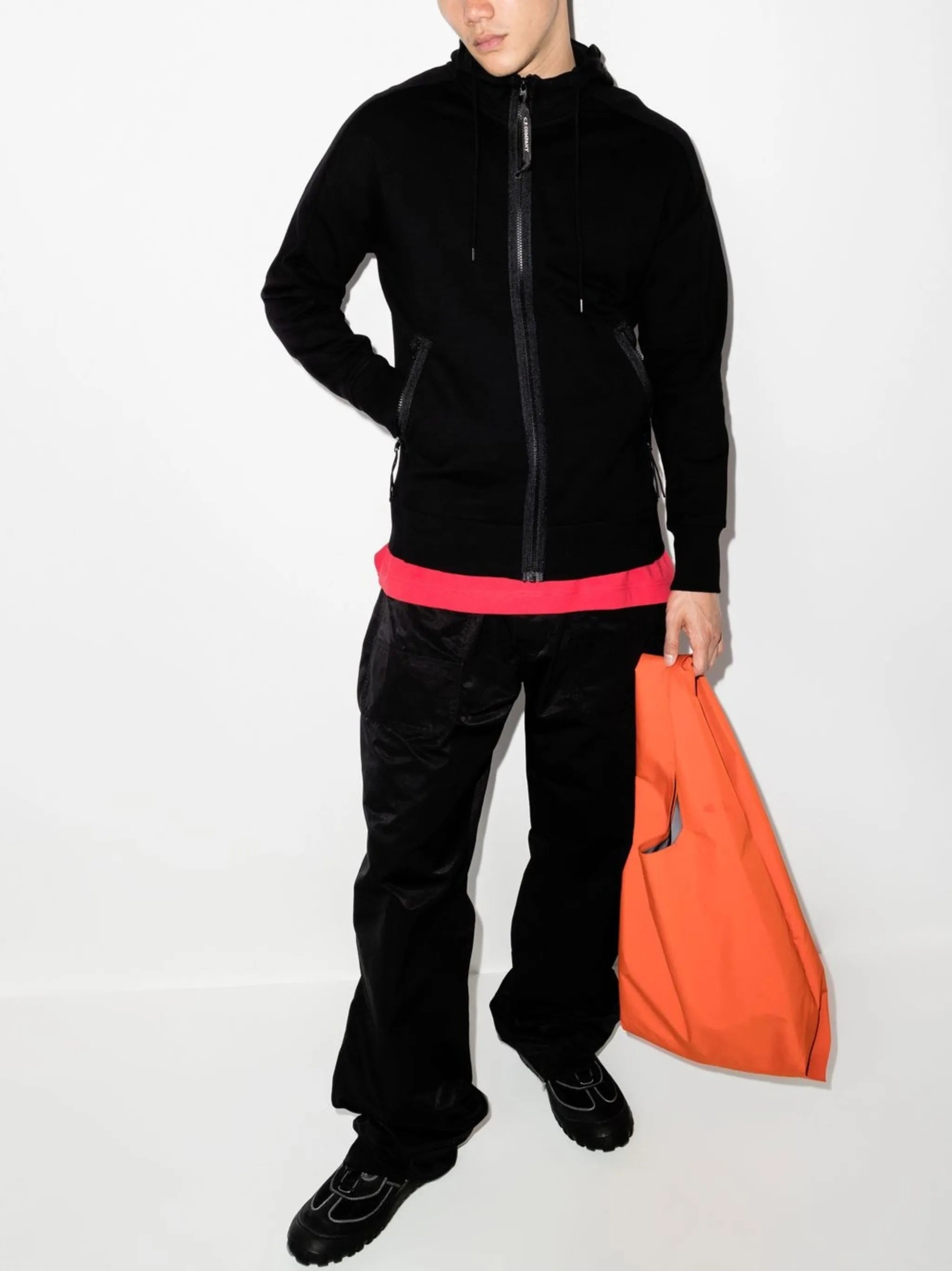 zip-fastening Goggle hoodie