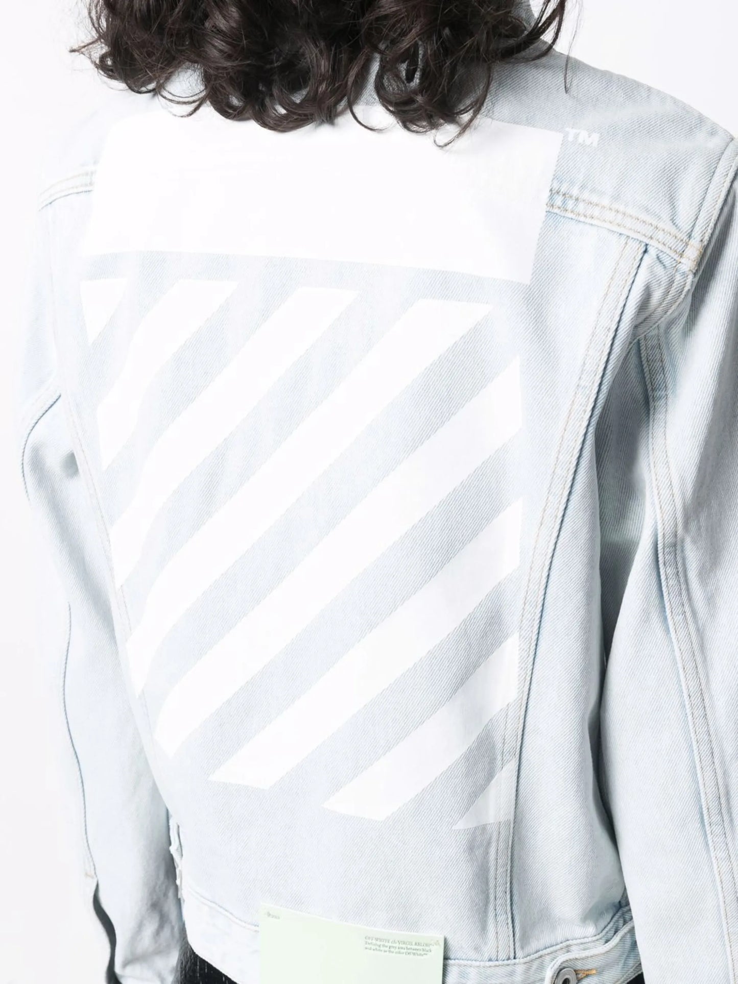 Diag-print denim jacket