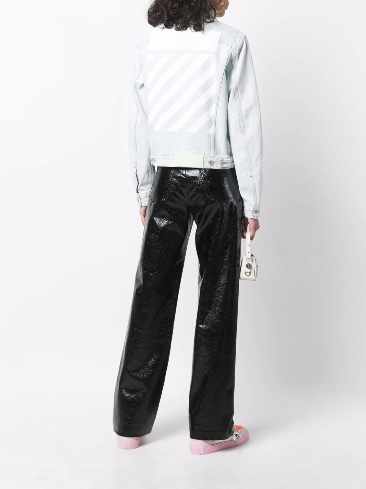 Diag-print denim jacket