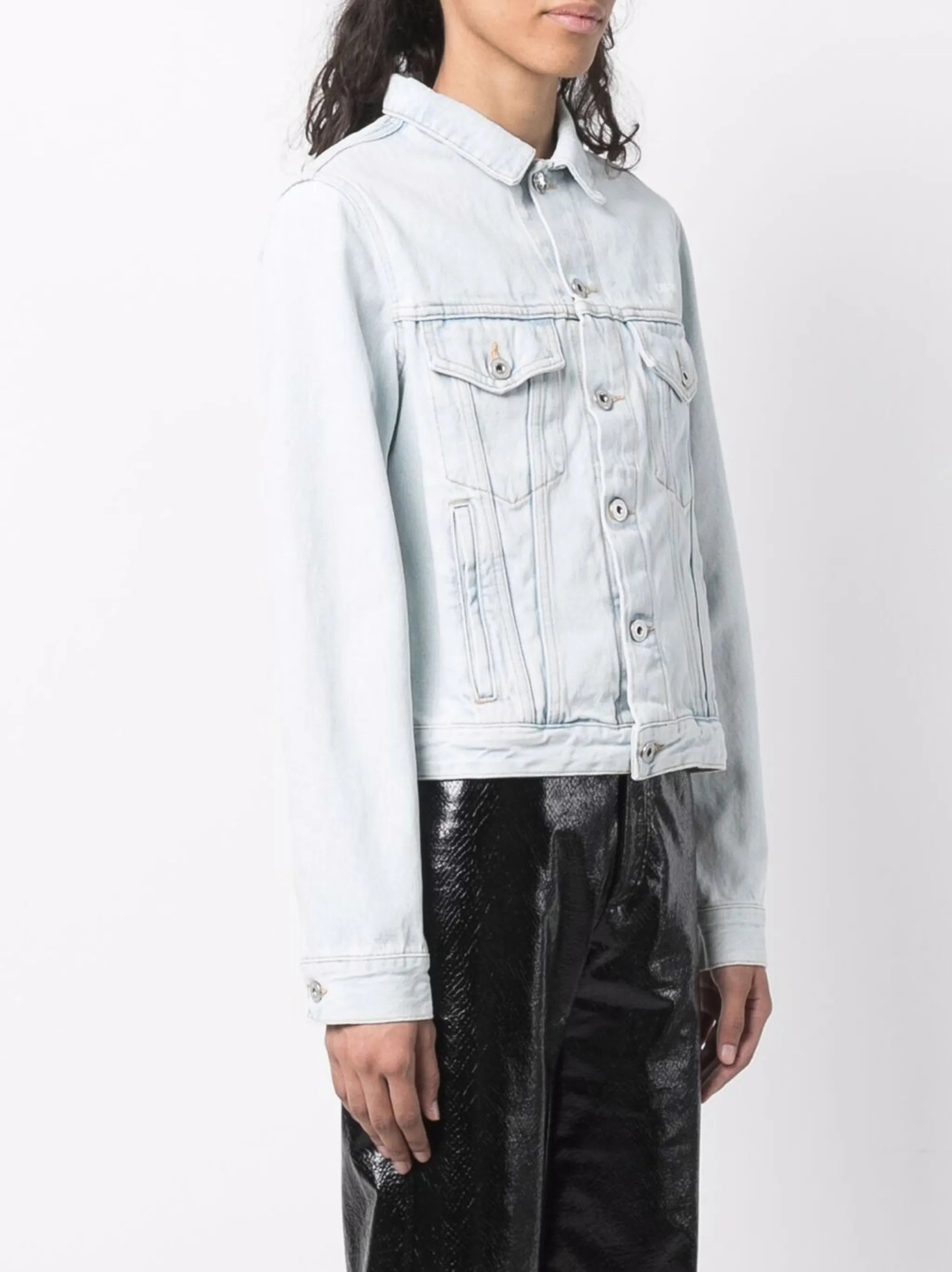Diag-print denim jacket