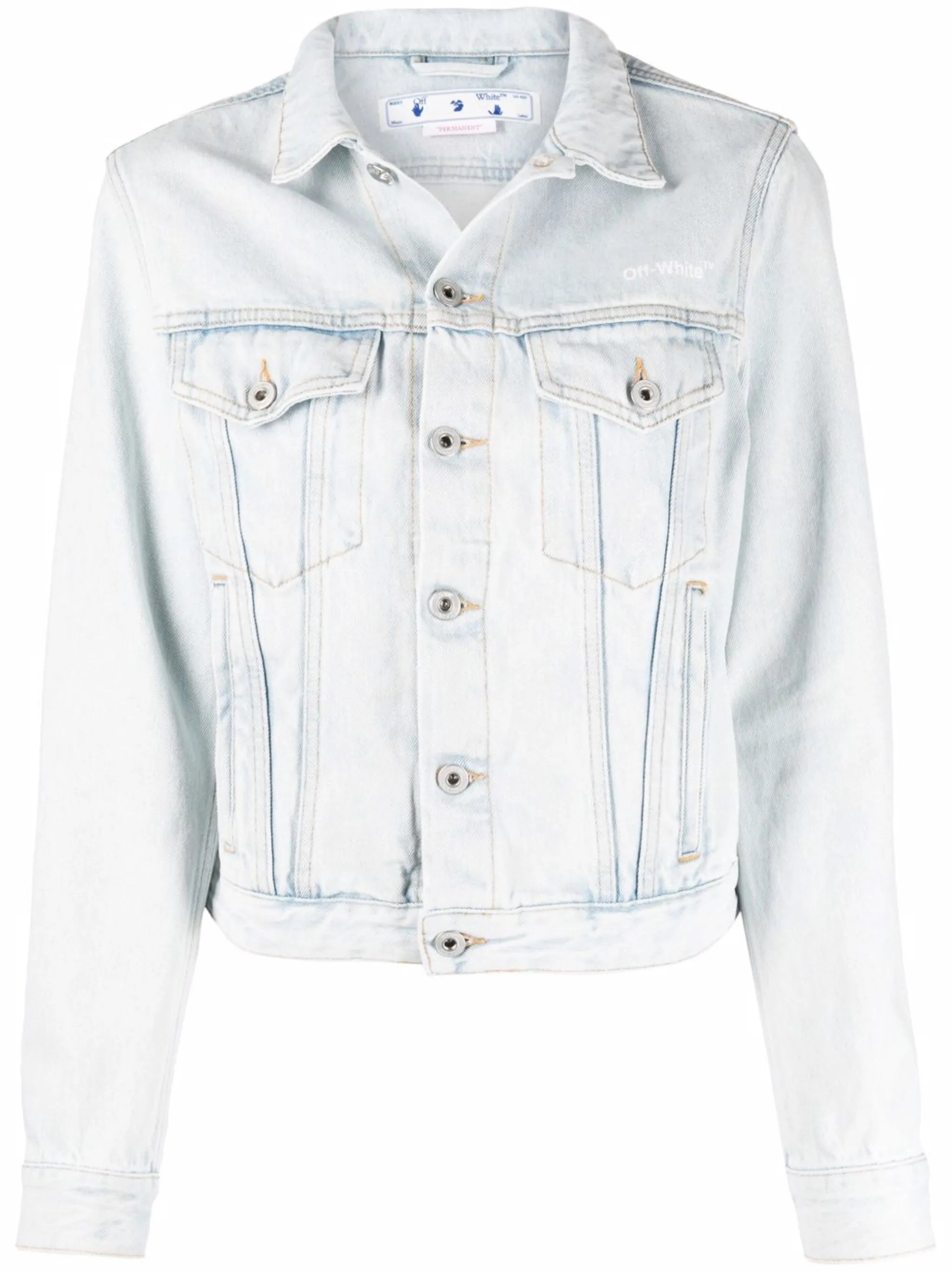 Diag-print denim jacket